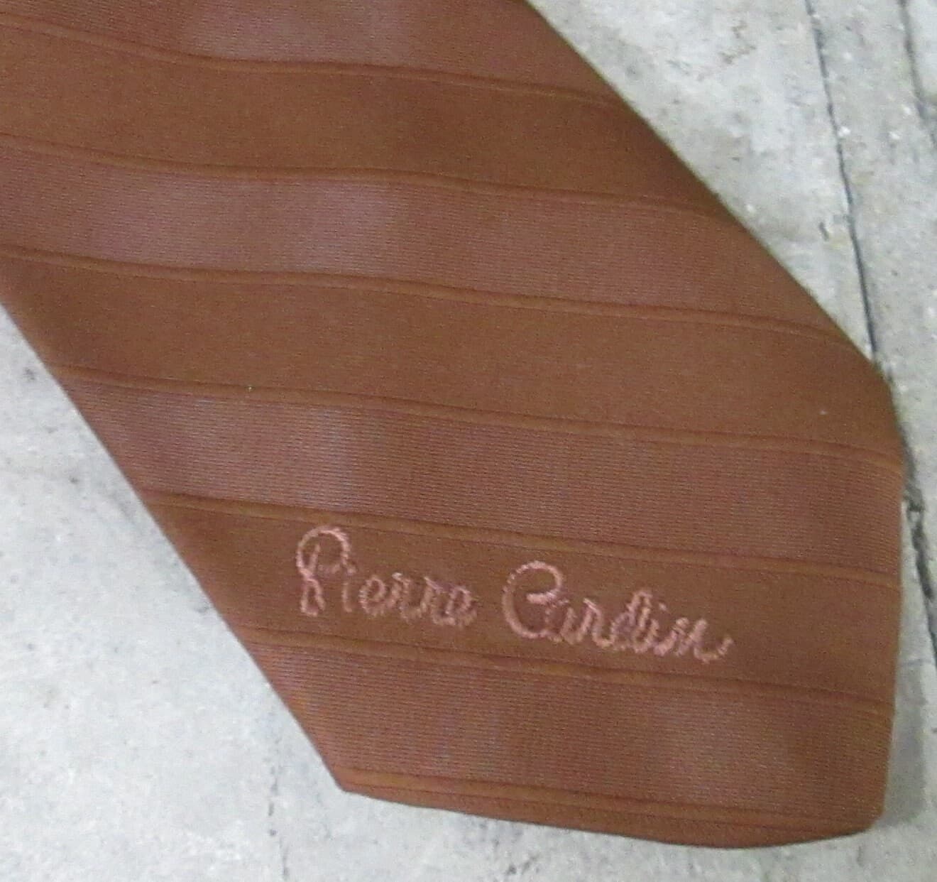 Vintage Pierre Cardin Brown Stripe Tie - Thumbnail 2
