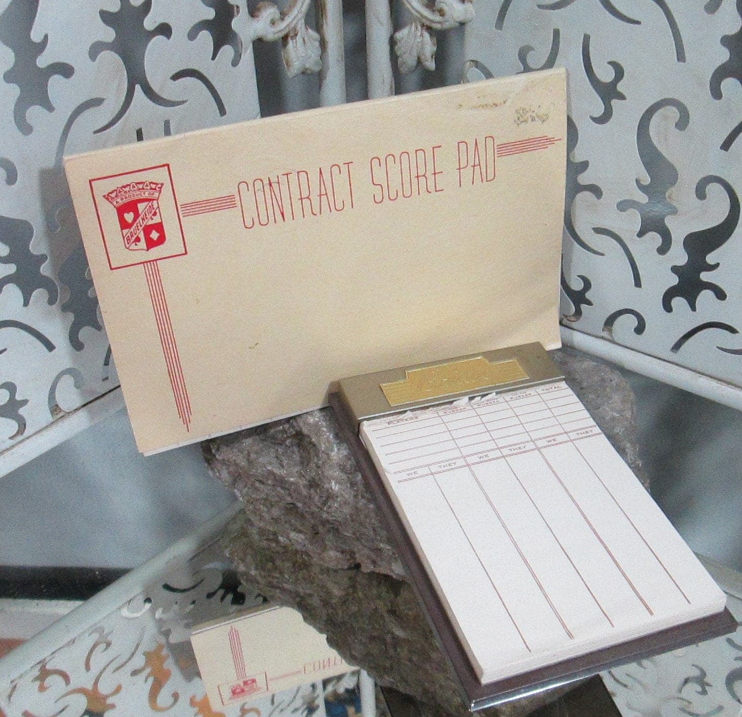 Vintage 1960's Bridge Metal Scoring Pad Set