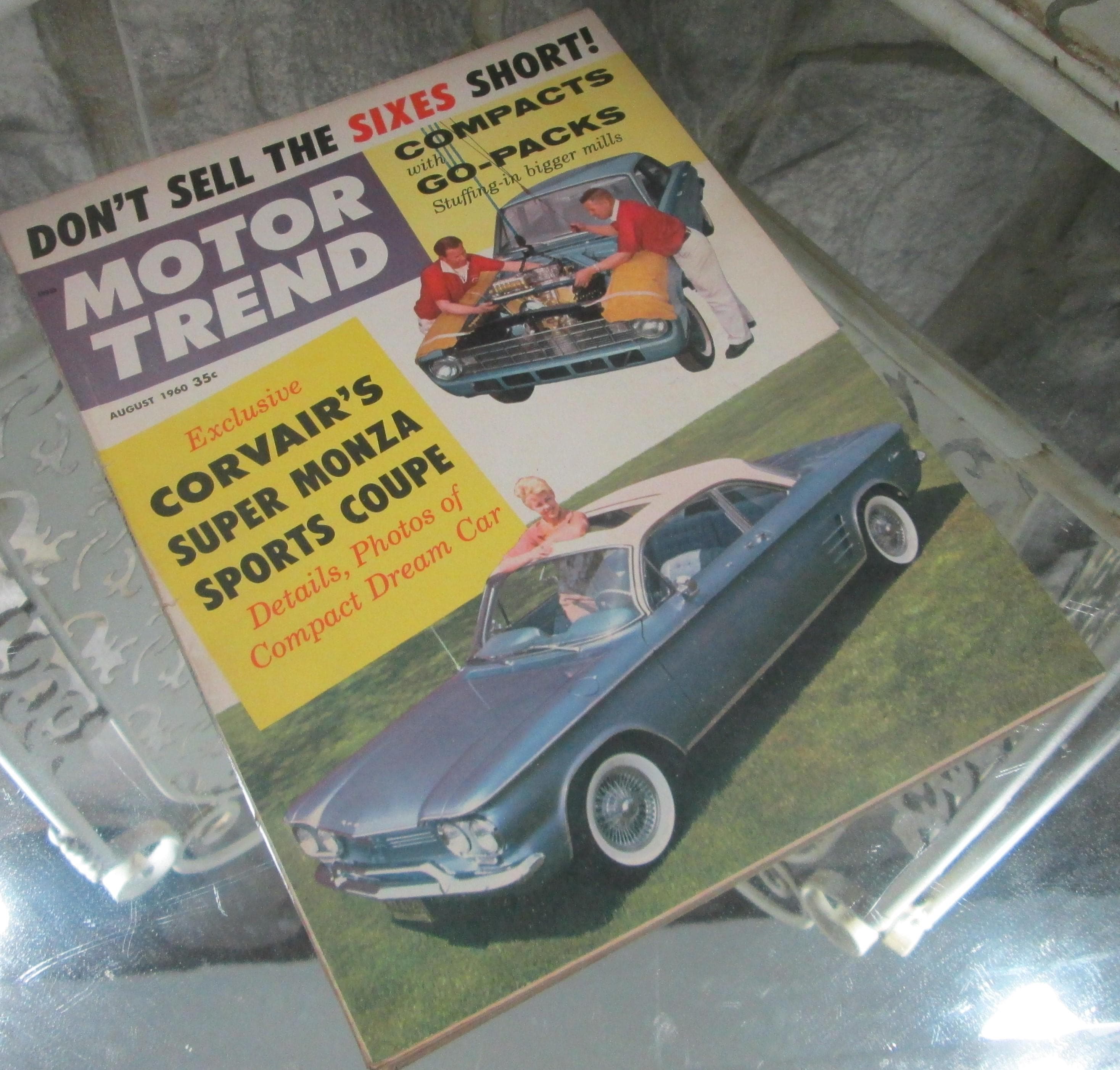 Vintage Motor Trend Magazine, August 1960, Featuring Corvair Cover