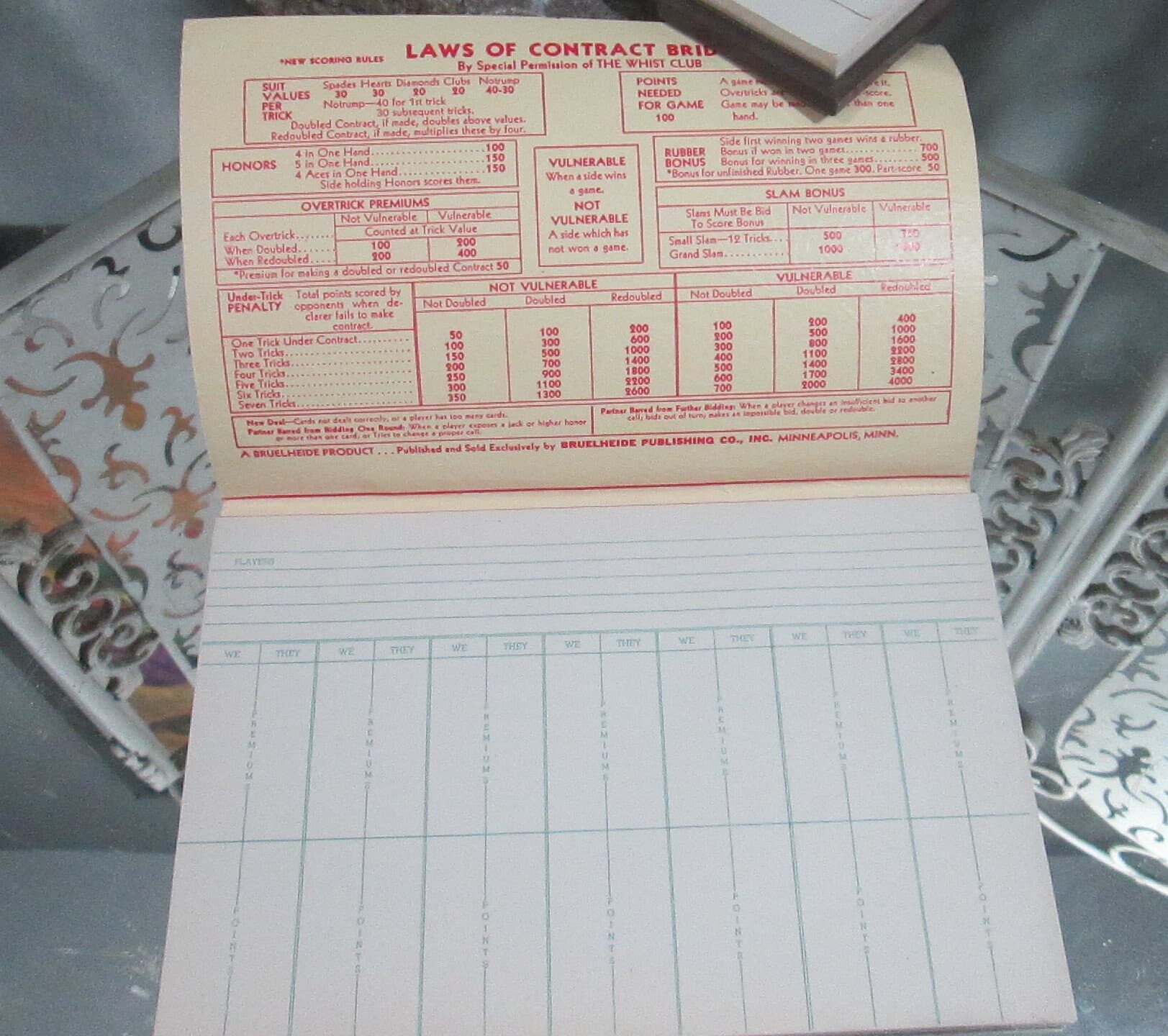 Vintage 1960's Bridge Metal Scoring Pad Set - Thumbnail 2