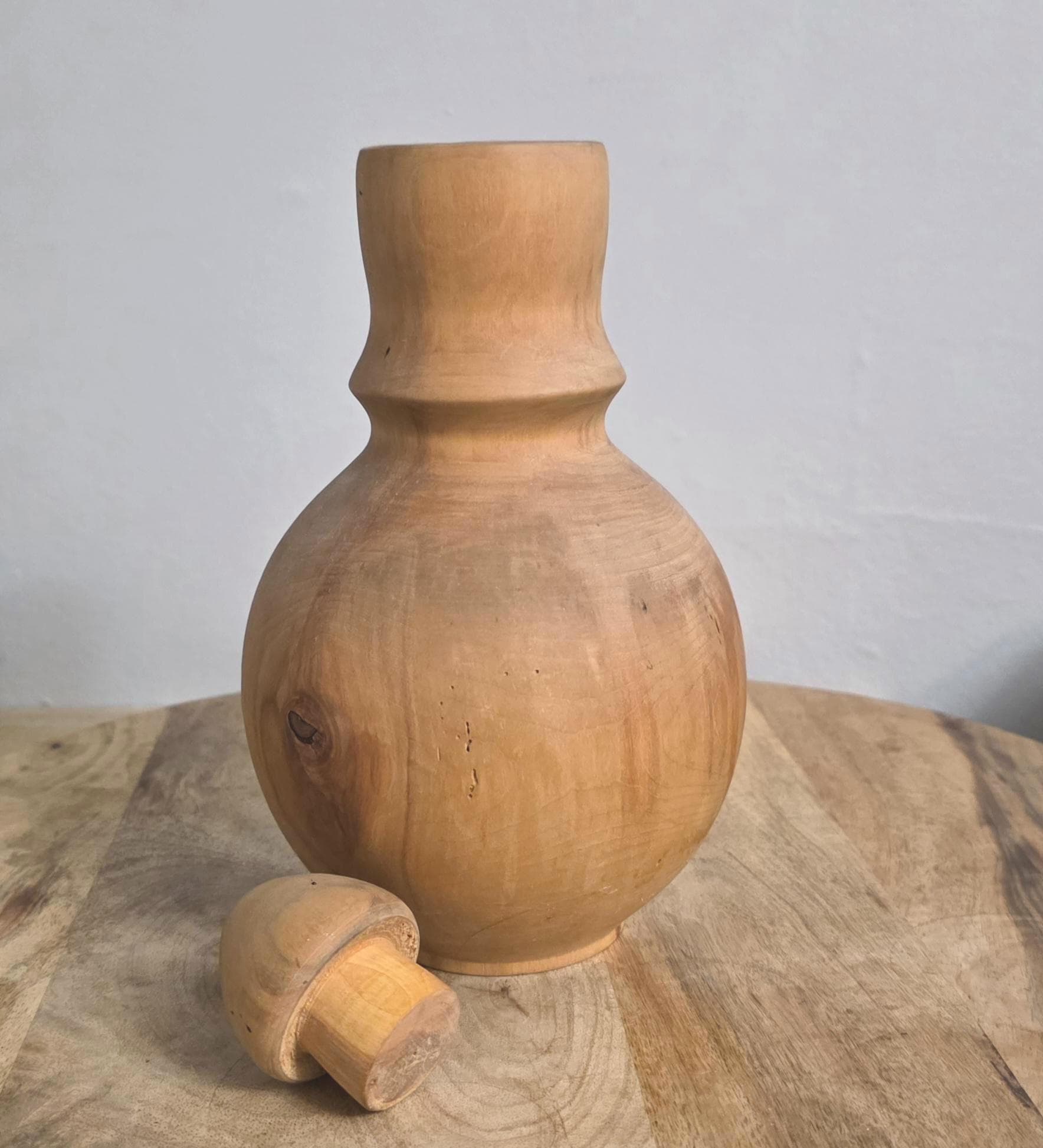 Vintage Handmade Wooden Decanter - Thumbnail 3