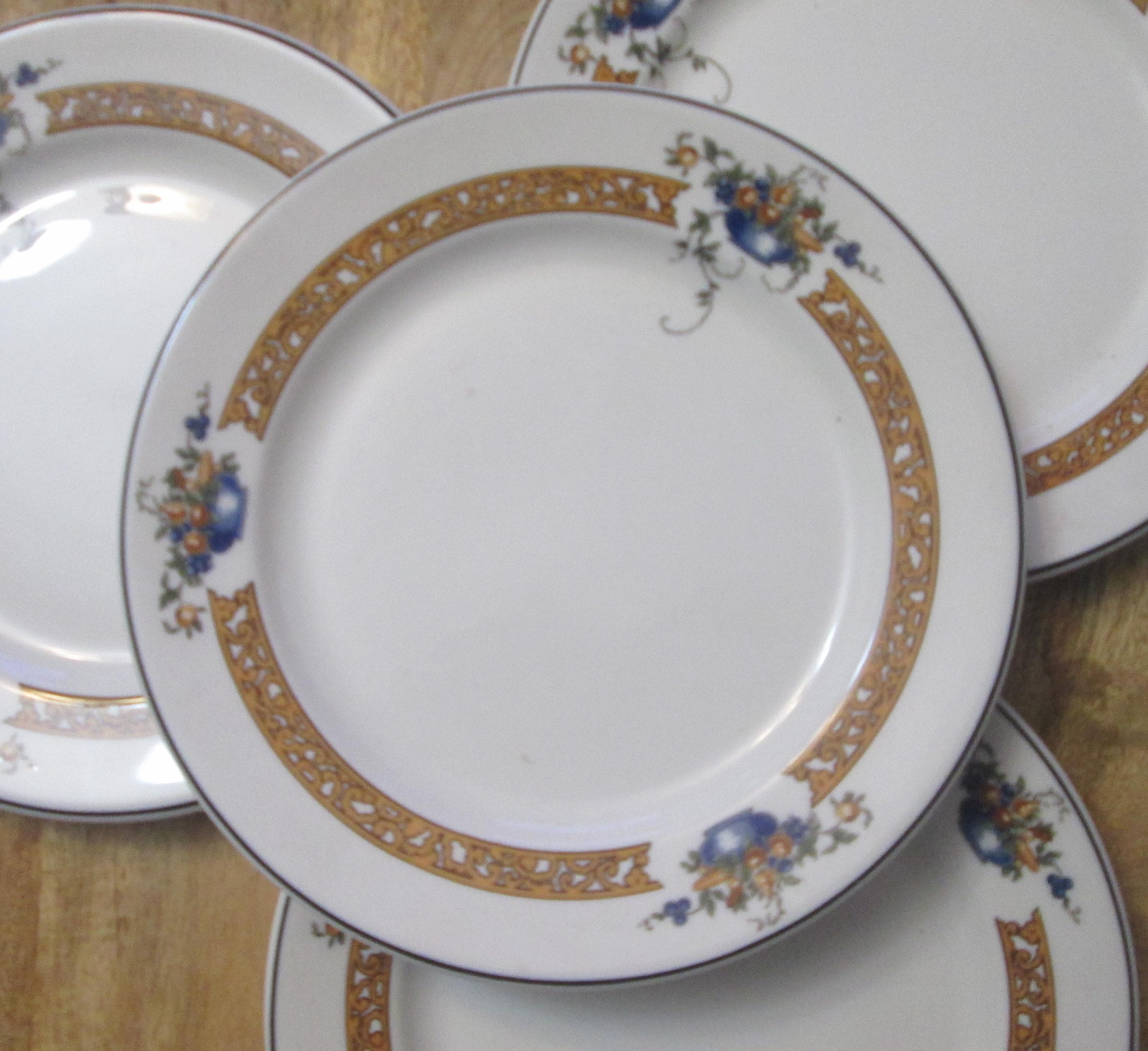 Vintage Syracuse China Restaurant Ware Dolores Pattern Plate, Lot of 4