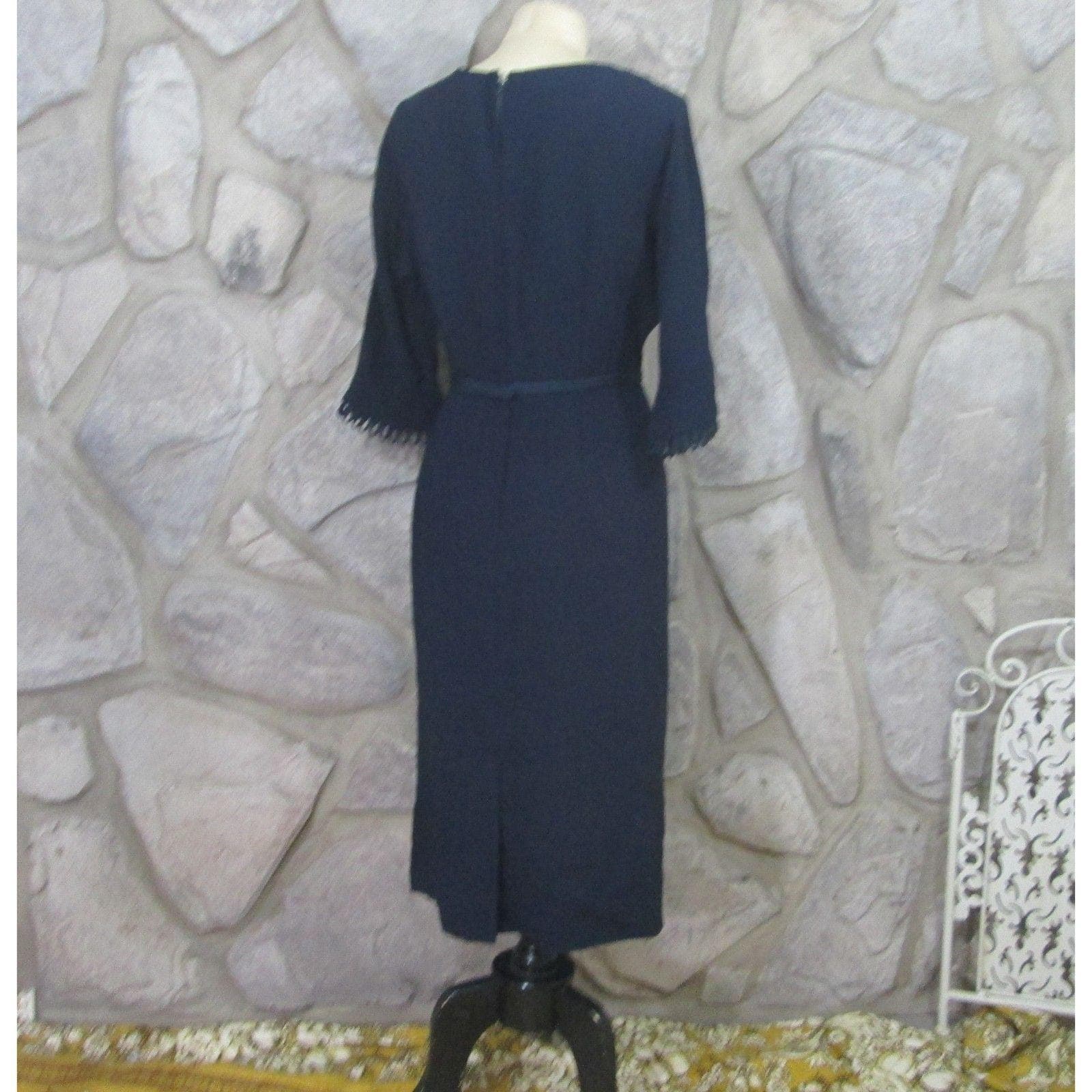 Vintage 50's Navy Cocktail Dress - Thumbnail 3