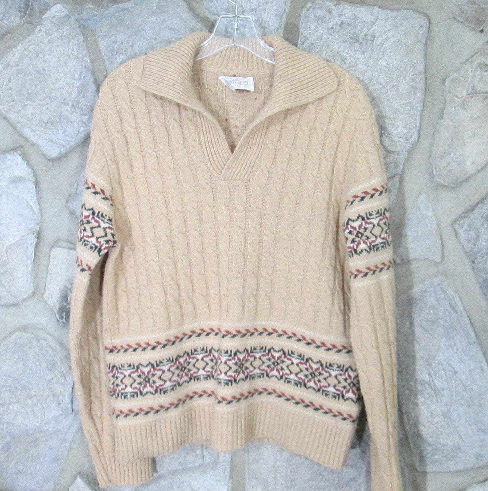 Vintage 60's-70's Lord Jeff Cable Knit Fair Isle Sweater