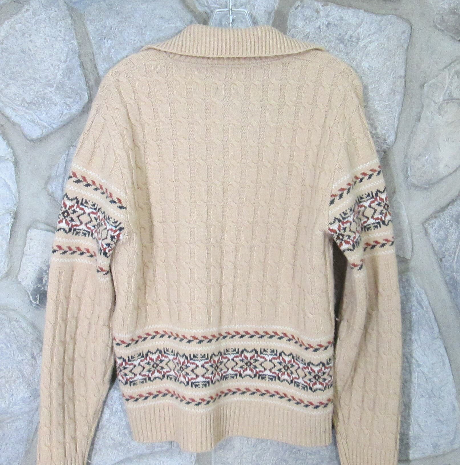 Vintage 60's-70's Lord Jeff Cable Knit Fair Isle Sweater - Thumbnail 2
