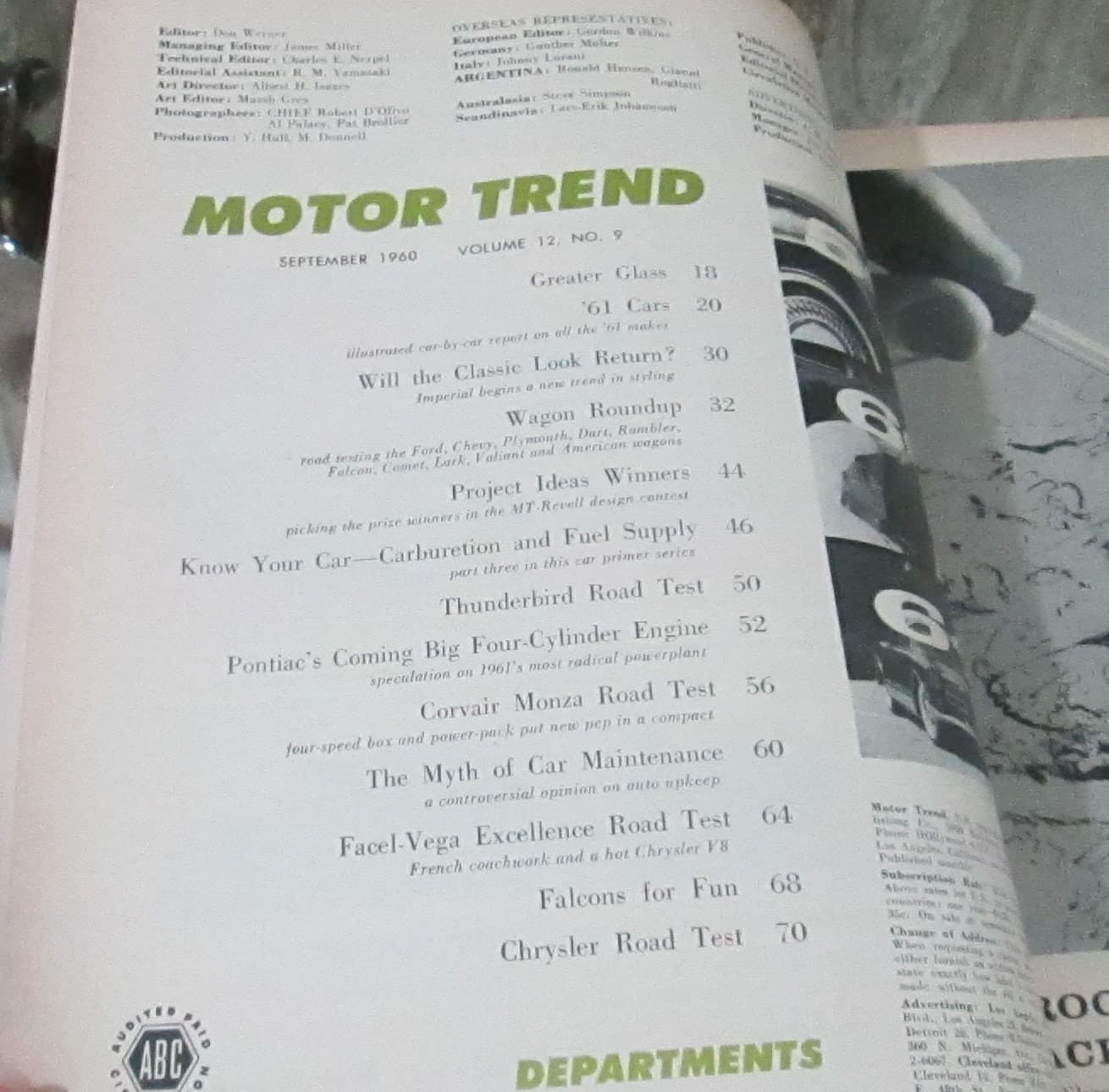 Vintage Motor Trend September 1960 Issue - Thumbnail 2