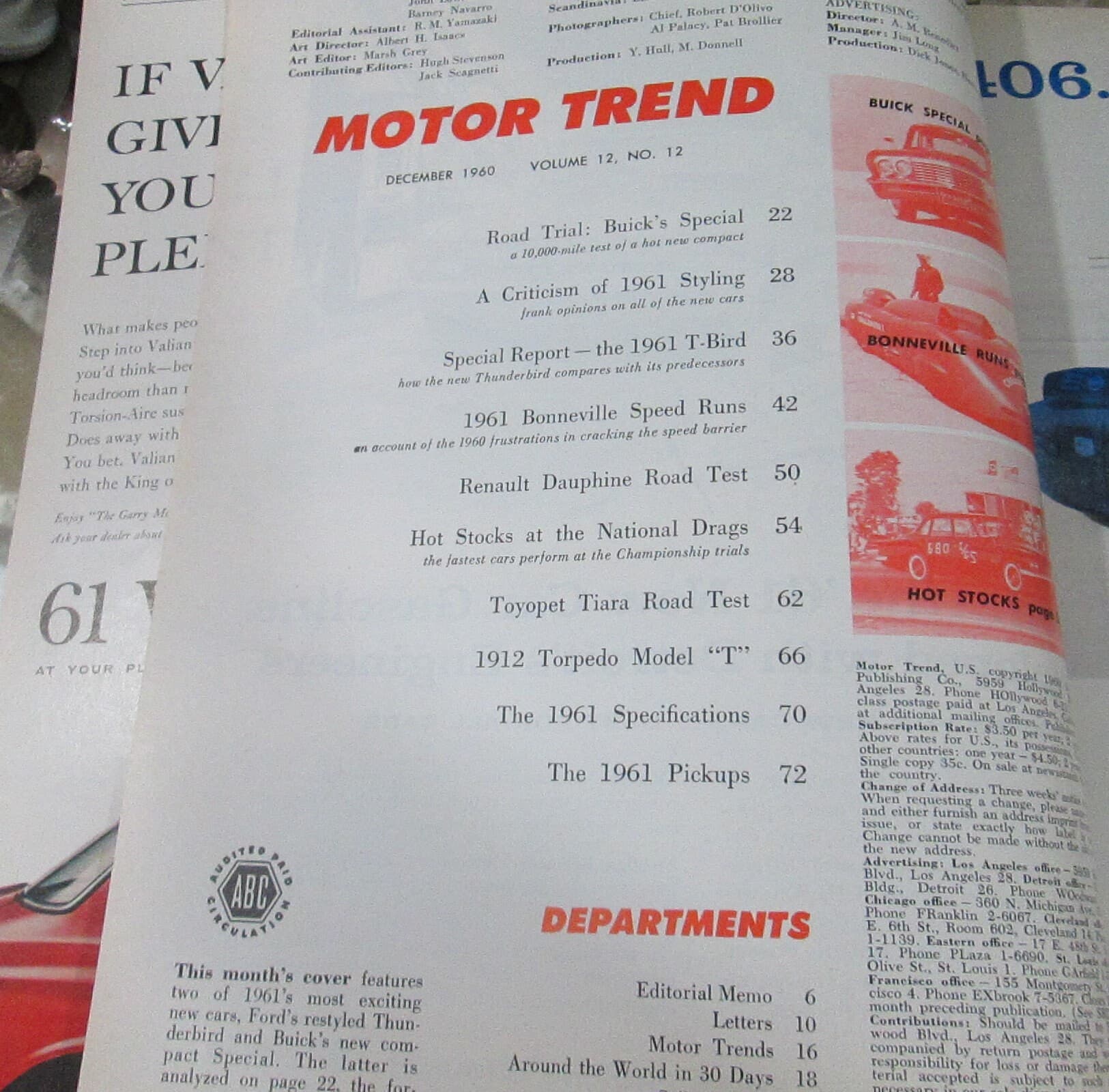 Vintage Motor Trend Magazine December 1960 - Thumbnail 2