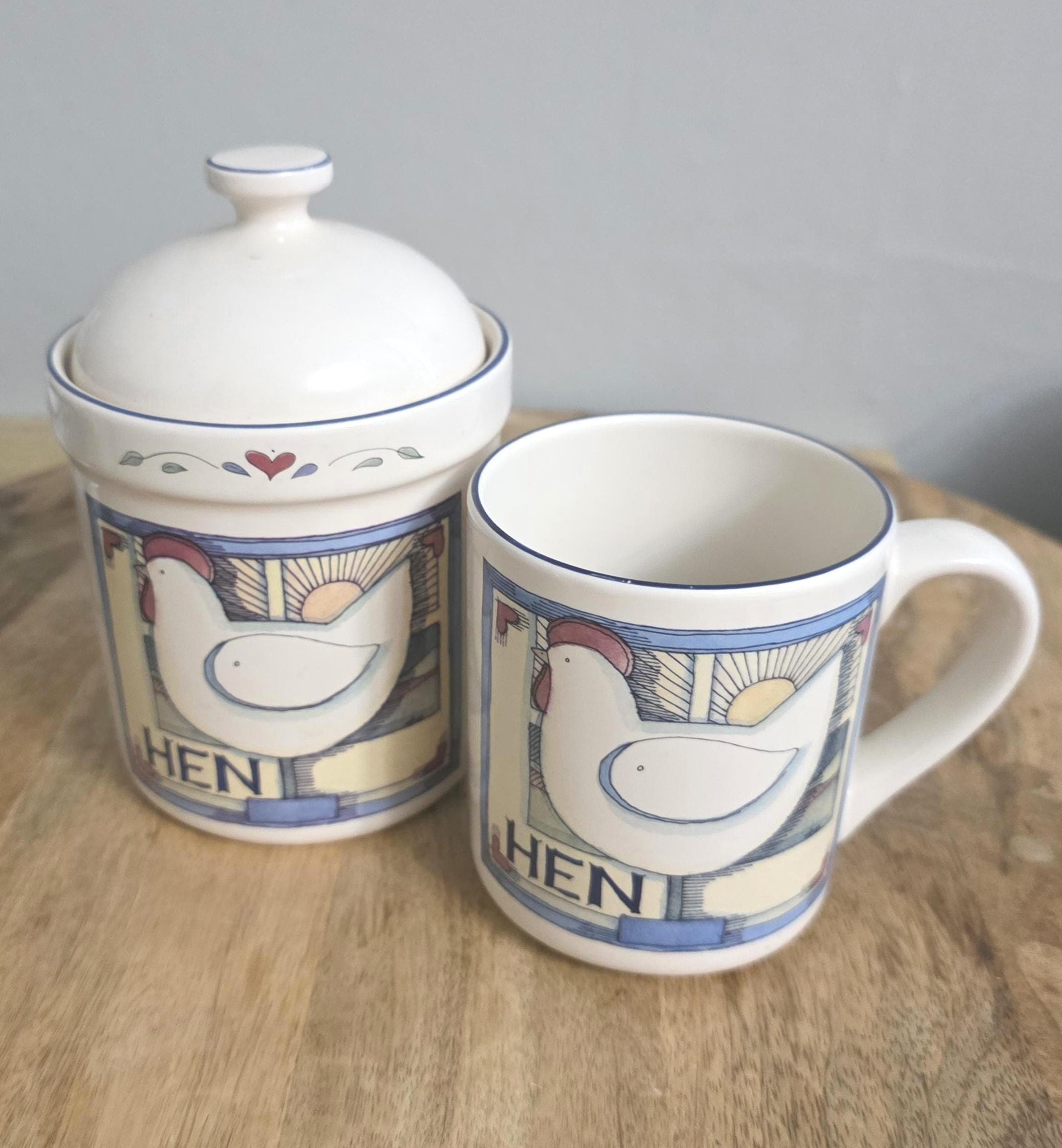 Vintage Farmhouse Decor Hen Design Susan Winget Canister and Mug - Thumbnail 3