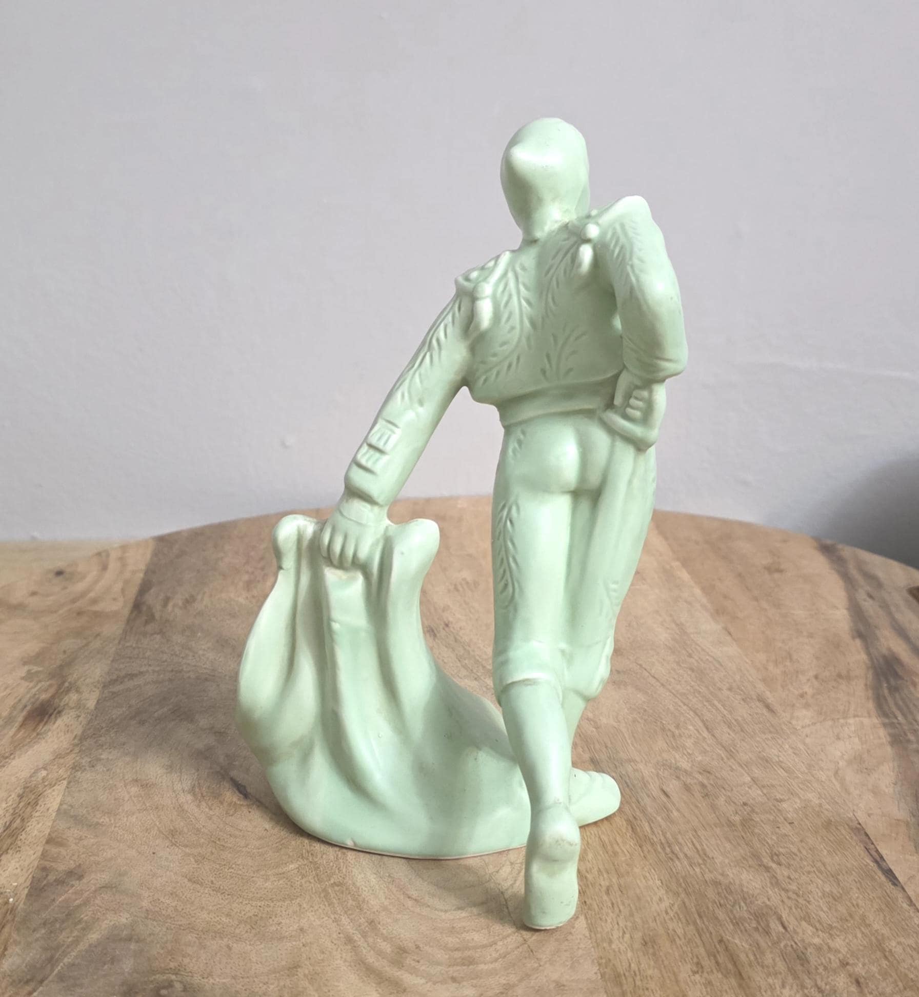 Vintage Green Matte Pottery Matador Figure - Thumbnail 2