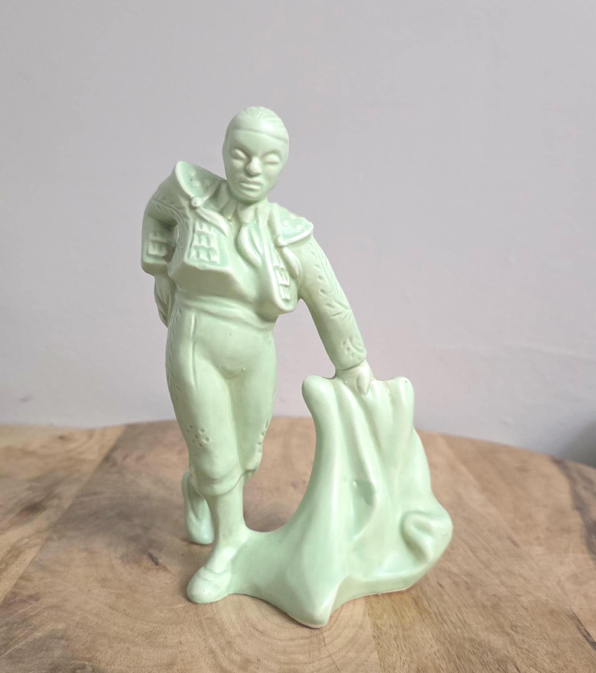 Vintage Green Matte Pottery Matador Figure