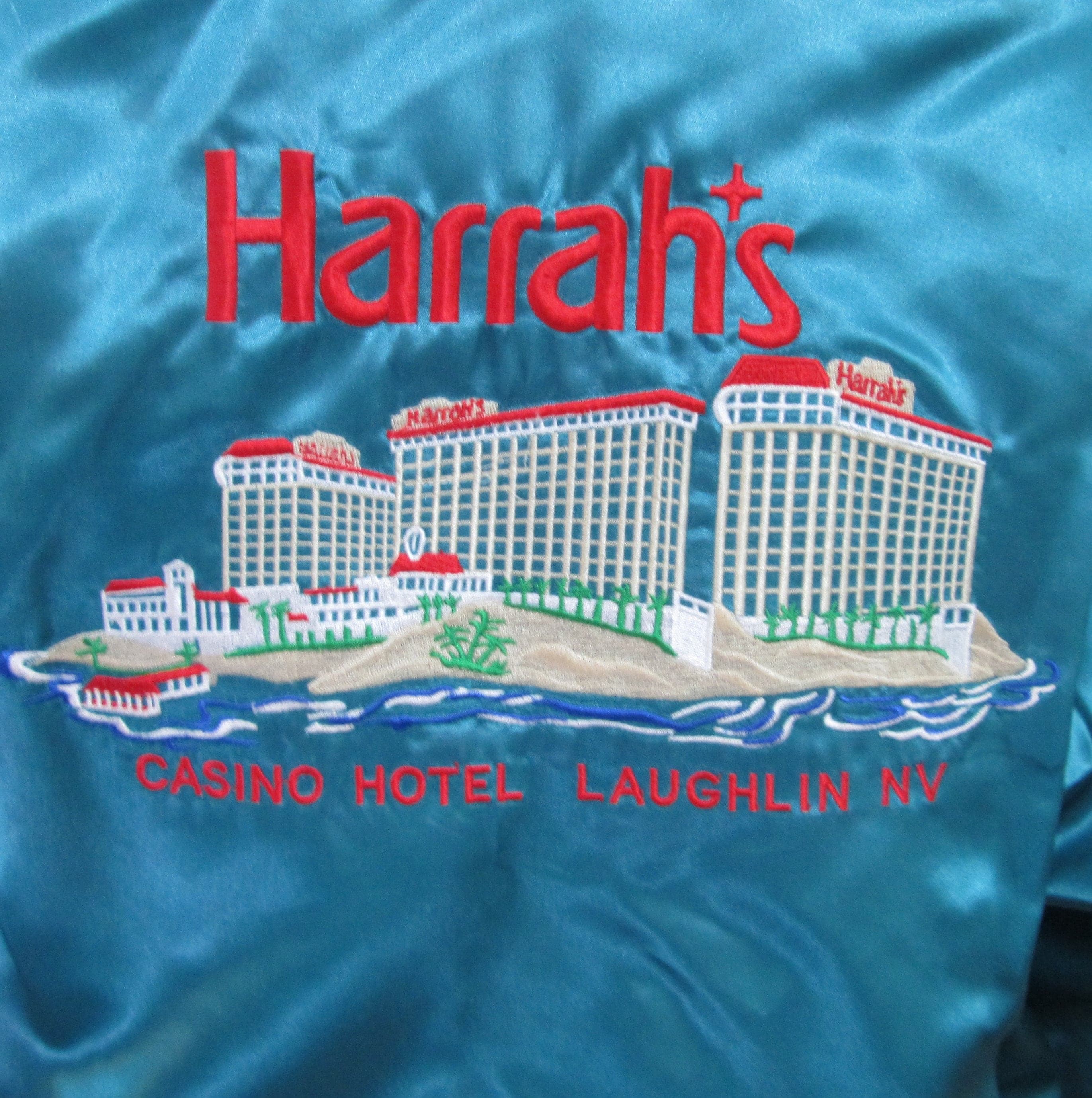 Vintage Harrah's Casino Hotel Satin Look Baseball Jacket - Thumbnail 4