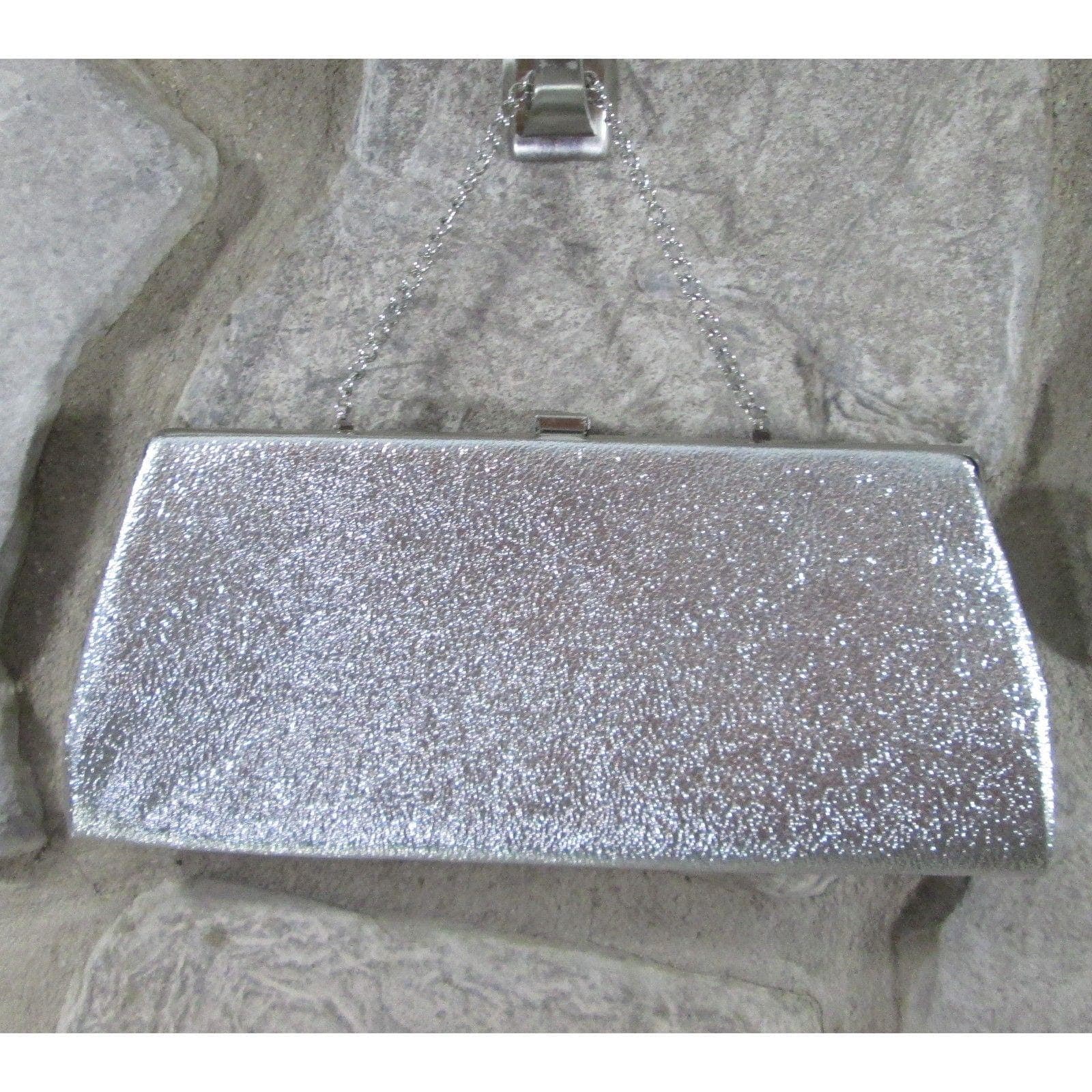 Vintage Silver Metallic Evening Handbag Purse - Thumbnail 2
