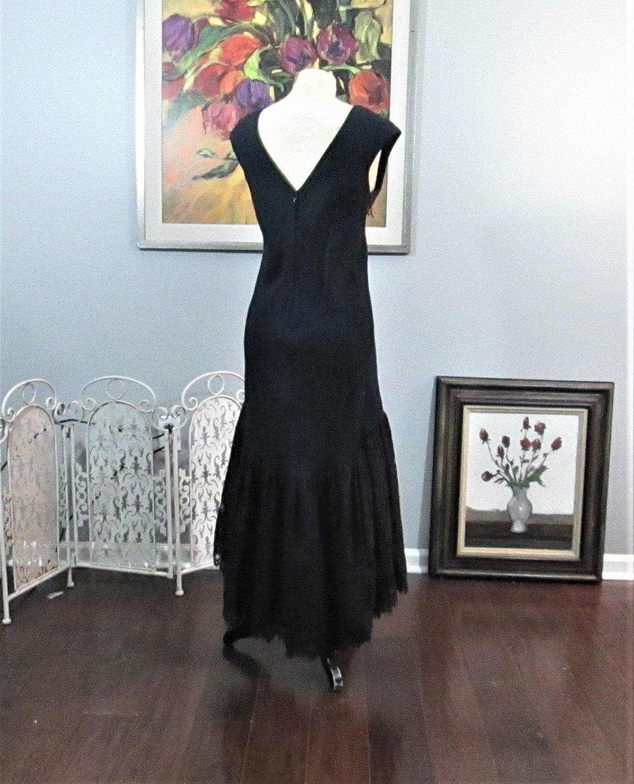 Vintage Early 60's Black Cocktail Dress - Thumbnail 2