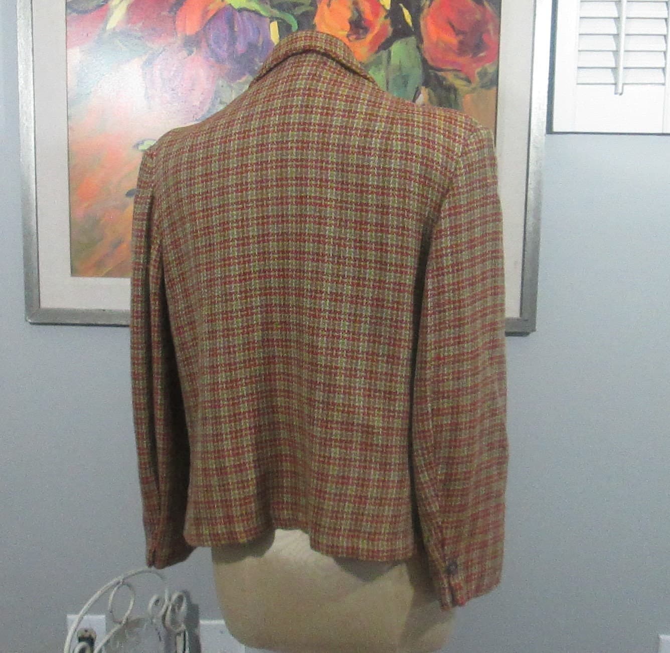 Vintage Strouse & Bros. Green and Red Tweed Jacket - Thumbnail 3