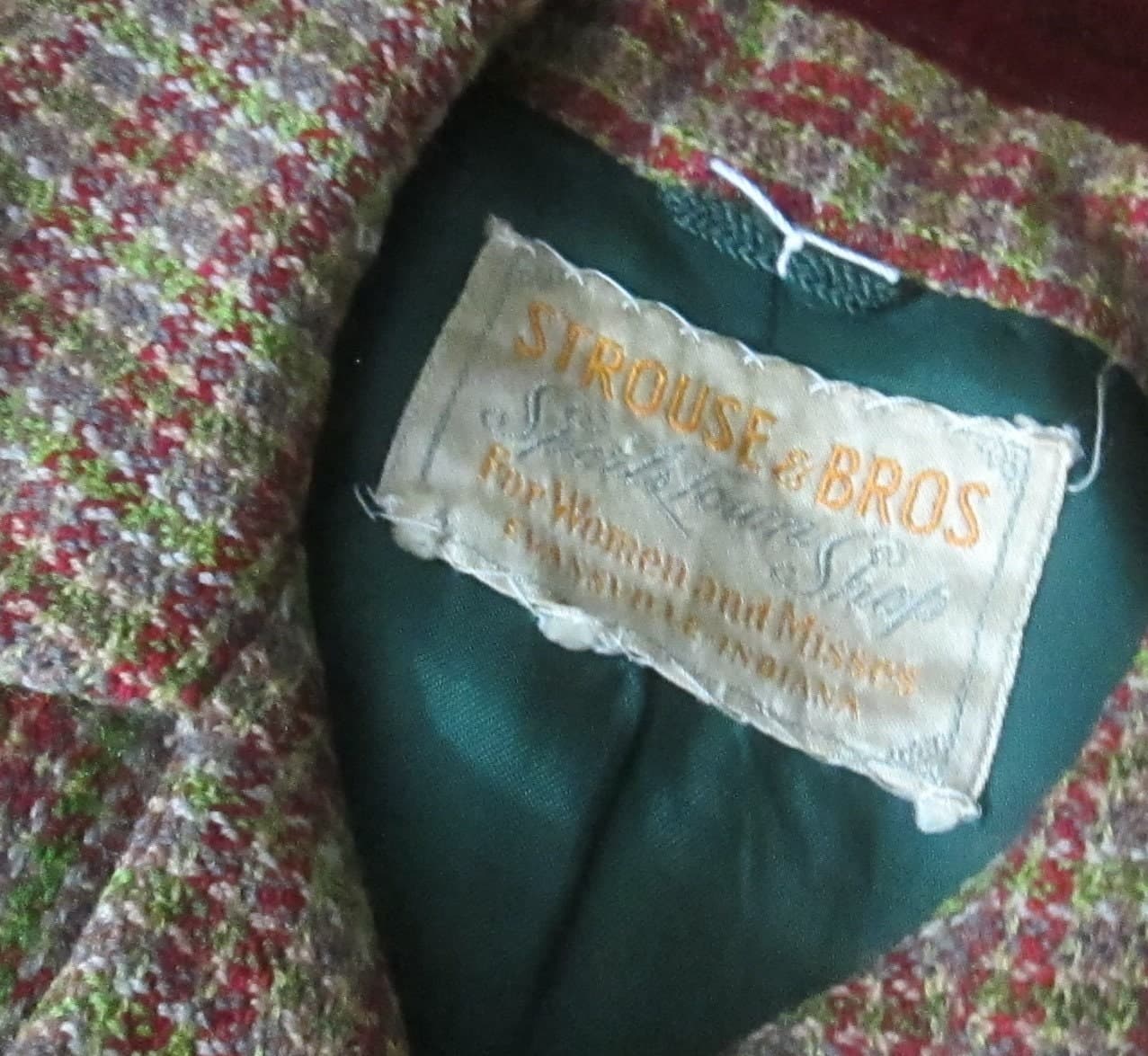 Vintage Strouse & Bros. Green and Red Tweed Jacket - Thumbnail 2
