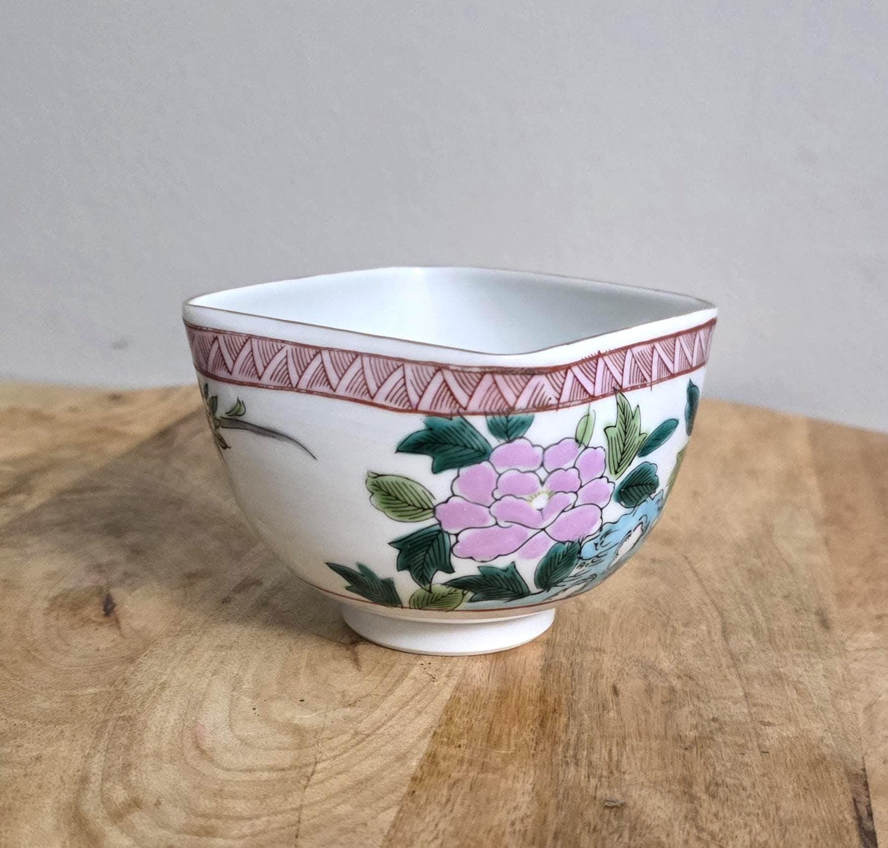 Vintage Japanese Enamel Peony Bowl - Thumbnail 2