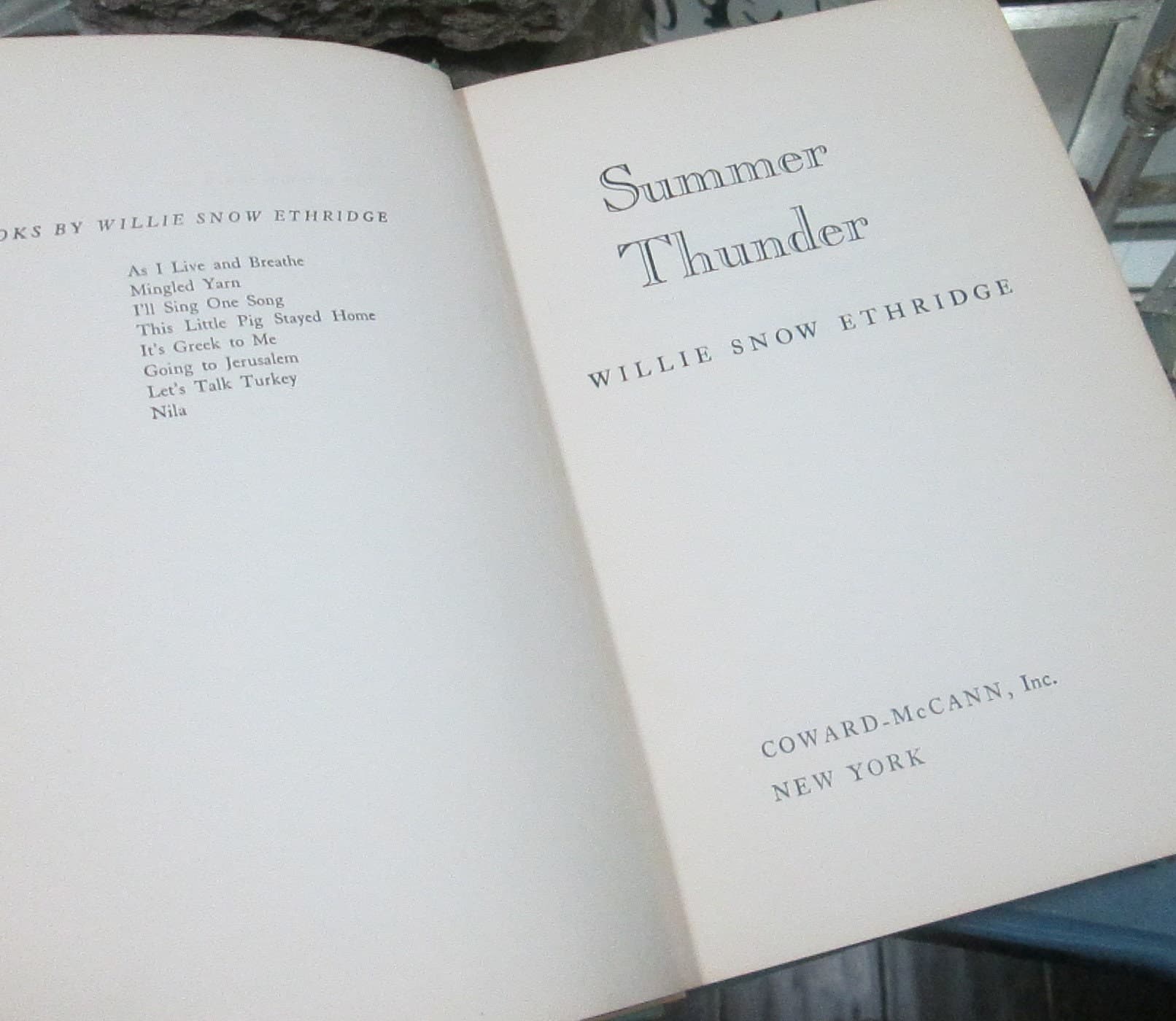 Vintage Book Summer Thunder by Willie Snow Ethridge, 1958 - Thumbnail 2