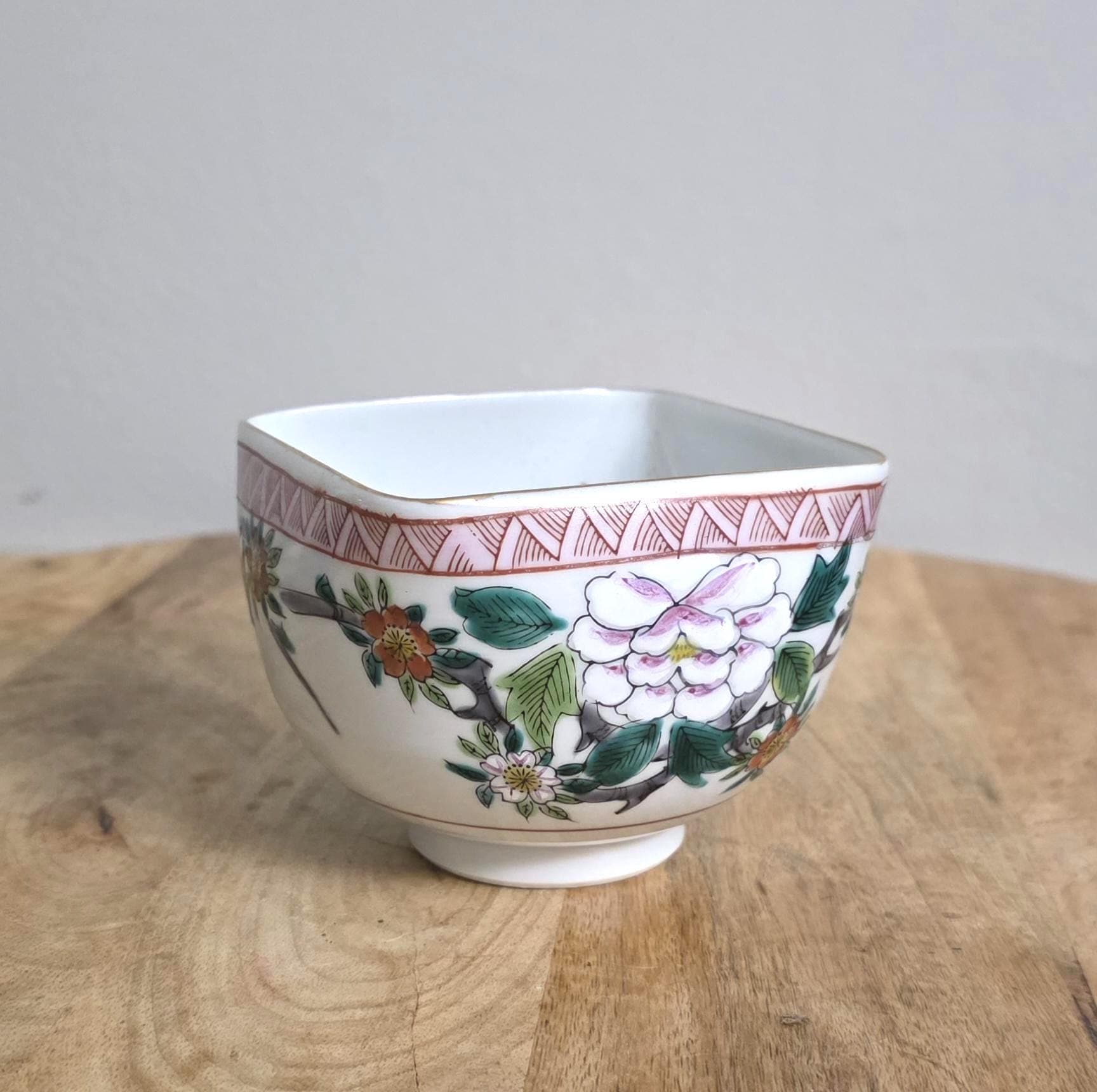Vintage Japanese Enamel Peony Bowl