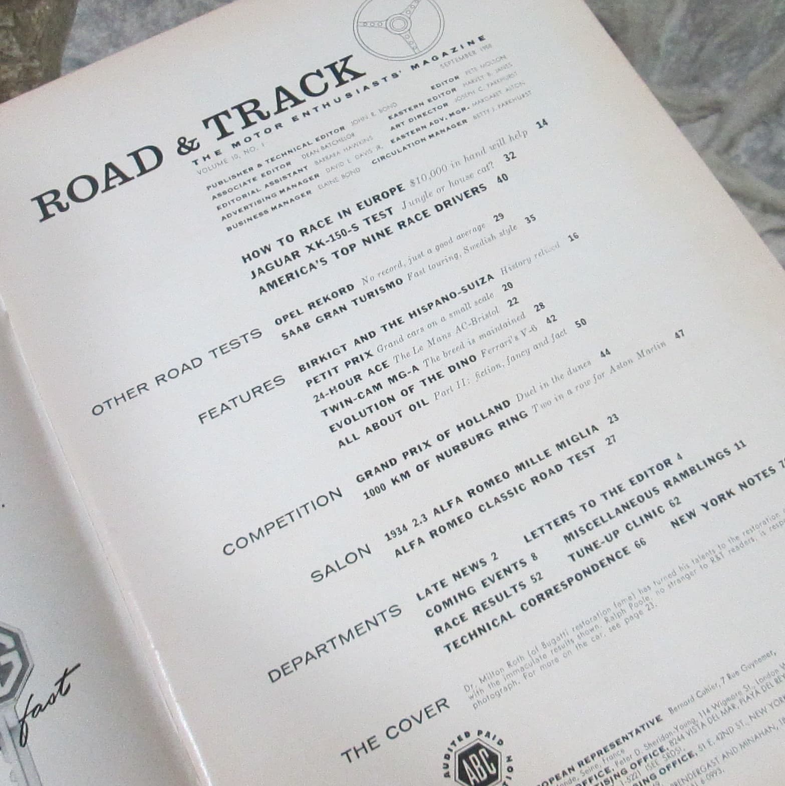 Vintage September 1958 Road & Track Magazine - Thumbnail 2