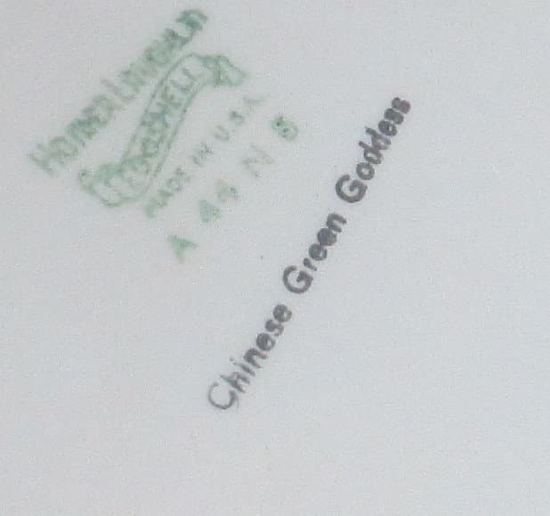 Vintage Homer Laughlin Eggshell Chinese Green Goddess Plate - Thumbnail 2