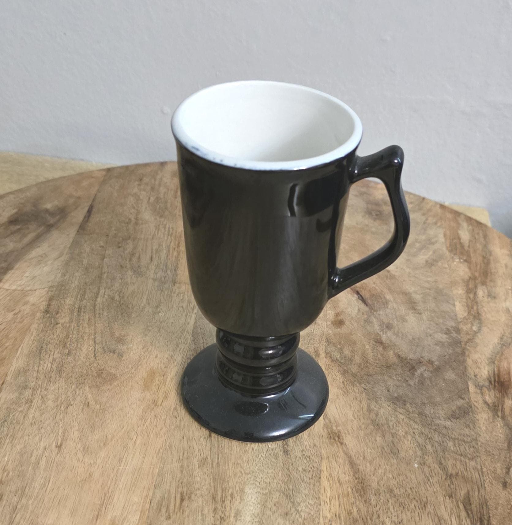 Vintage Hall China Black Restaurant Ware Pedestal Mug - Thumbnail 3