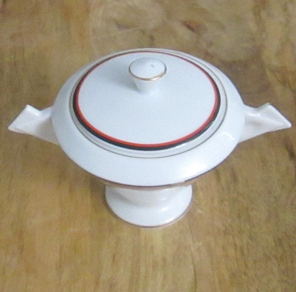 Vintage Mikasa China Interplay Pattern Sugar Bowl - Thumbnail 2