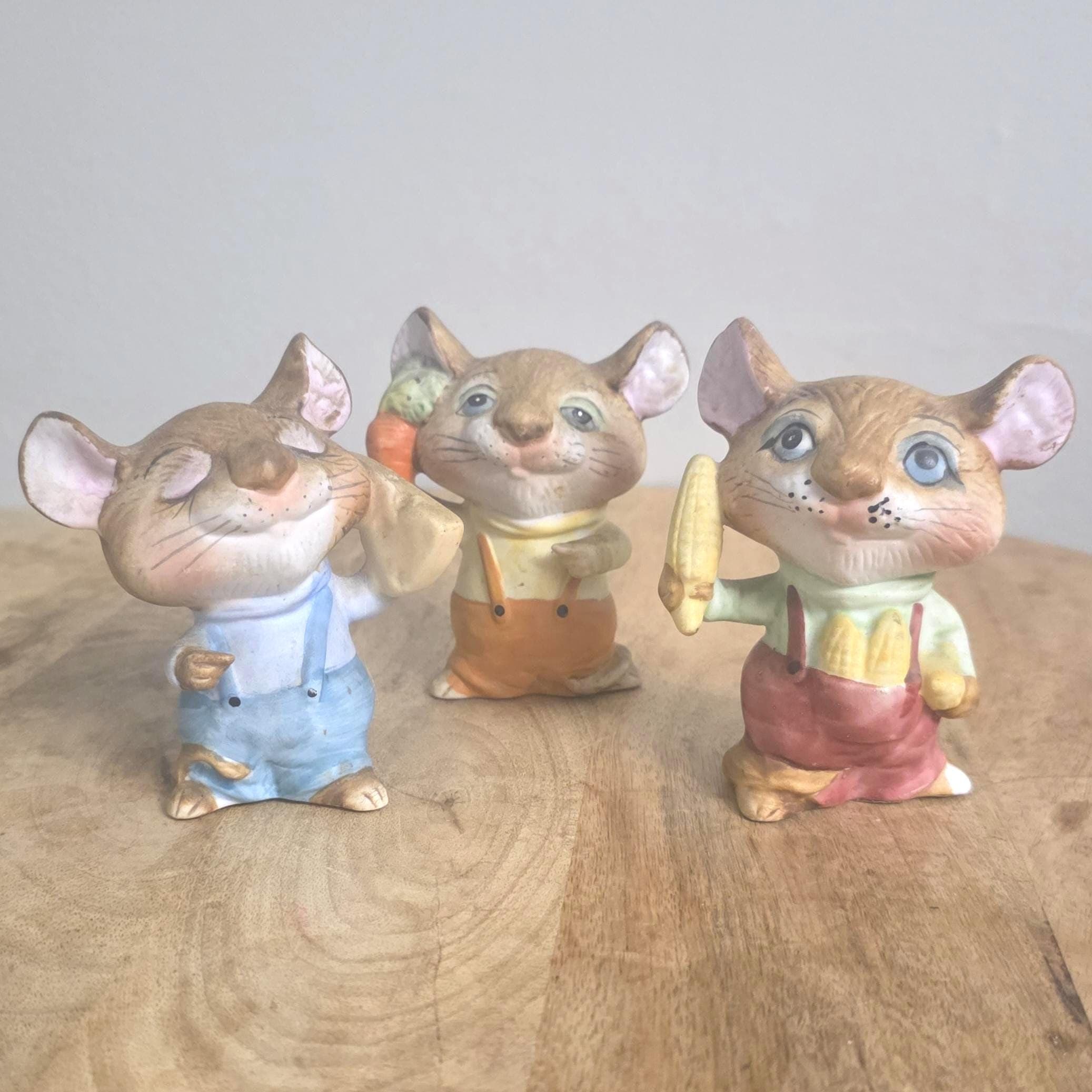 Vintage Homco Mouse Figurines, Lot of 3