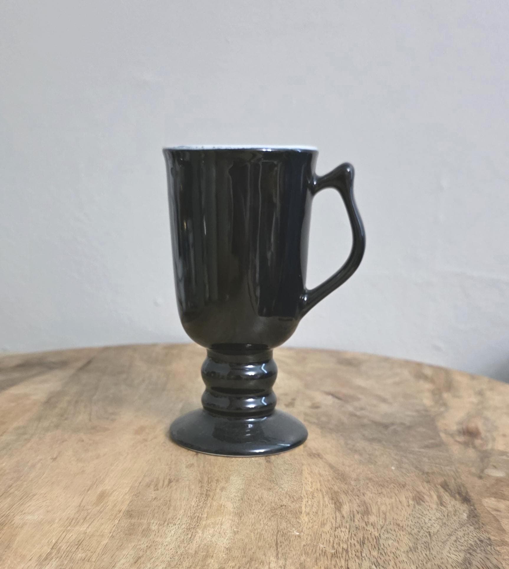 Vintage Hall China Black Restaurant Ware Pedestal Mug