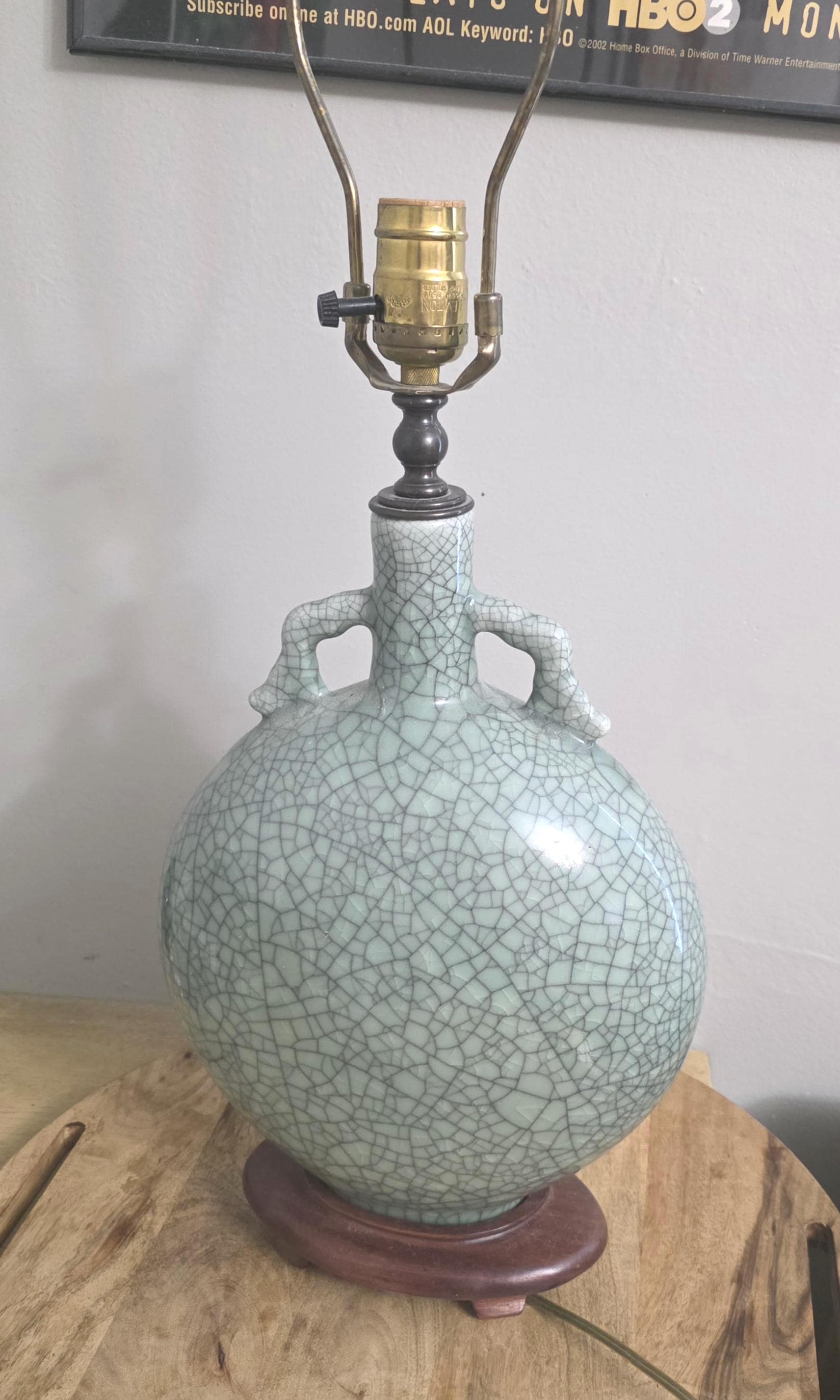 Vintage Chinese Celadon Moon Vase Lamp - Thumbnail 2