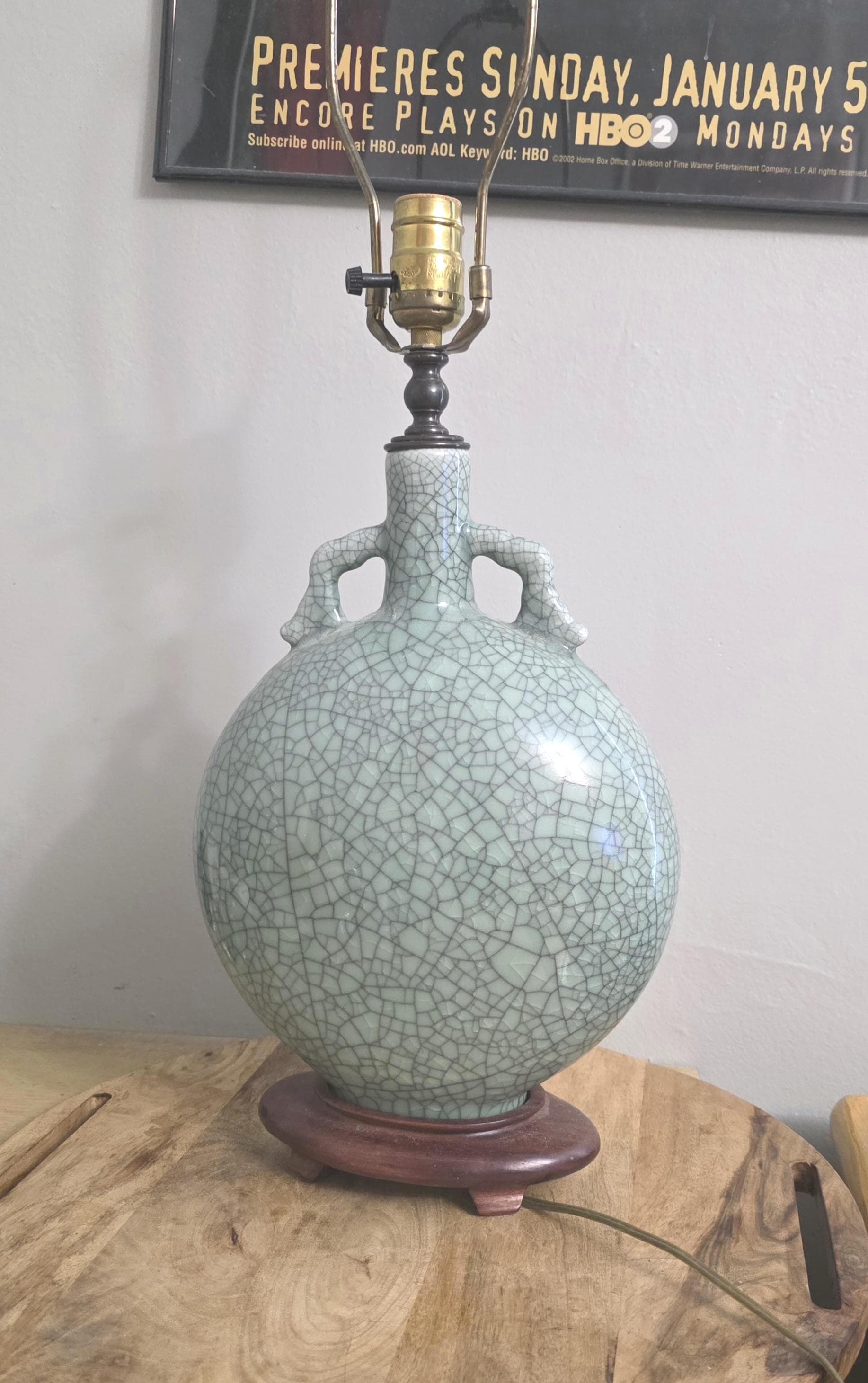 Vintage Chinese Celadon Moon Vase Lamp - Thumbnail 3