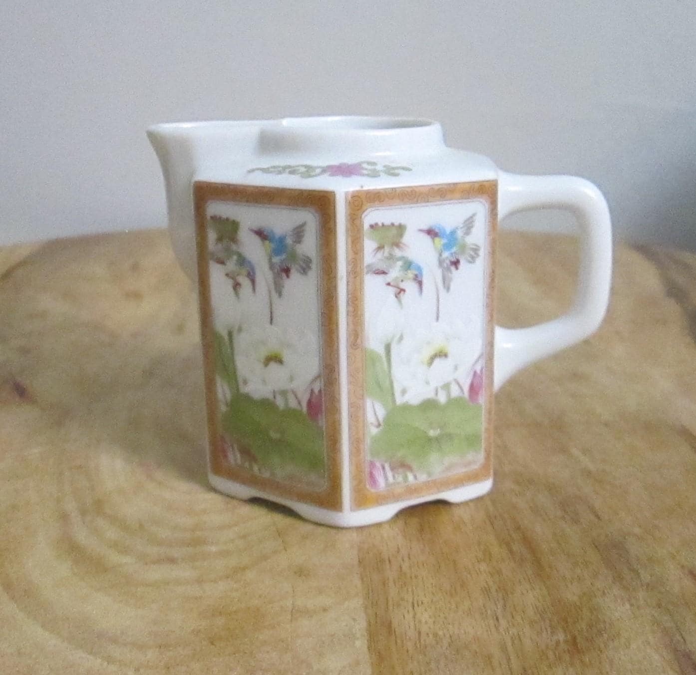 Vintage Andrea by Sadek Hexagonal Japanese Design Enamel Creamer