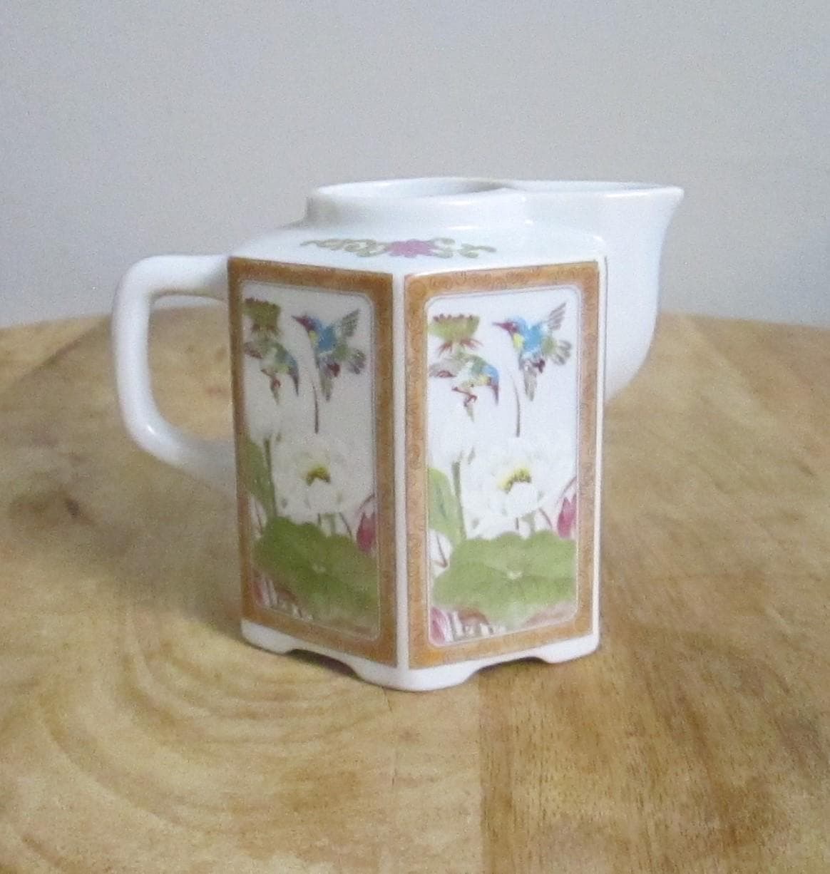 Vintage Andrea by Sadek Hexagonal Japanese Design Enamel Creamer - Thumbnail 2