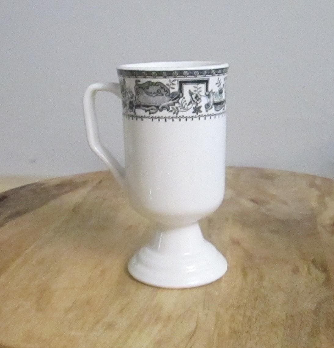 Vintage Mayer China Restaurant Ware Black Oriental Pattern Pedestal Coffee Cup - Thumbnail 2