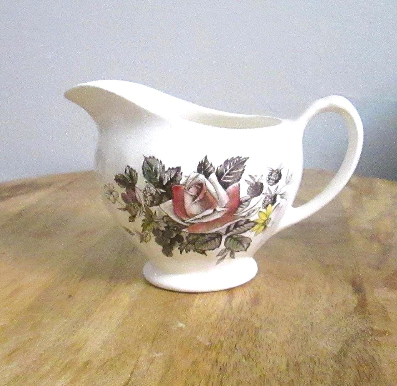 Vintage J.G. Meakin, England, Rose Transferware Creamer