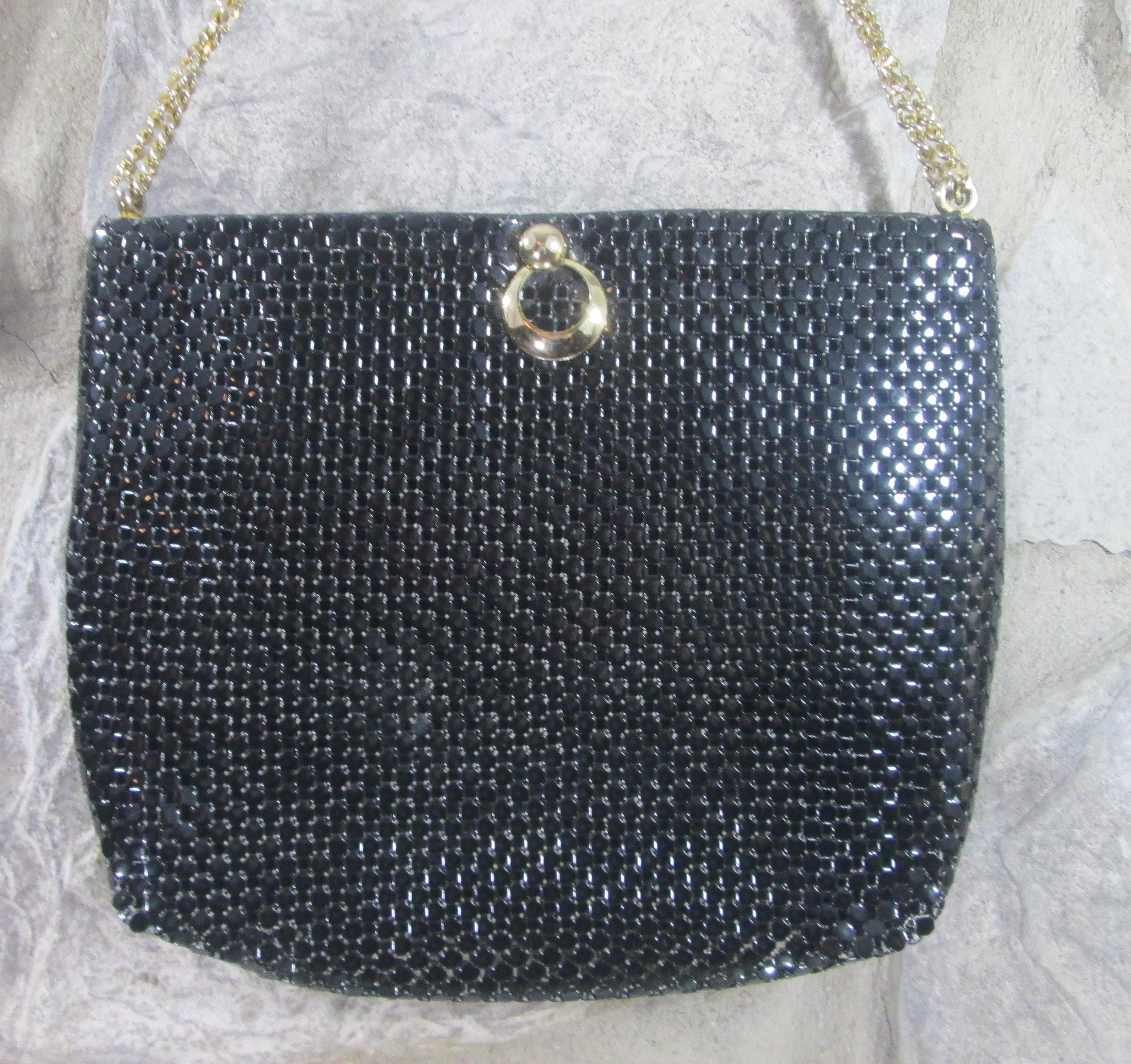 Vintage Whiting and Davis Black Mesh Purse Handbag