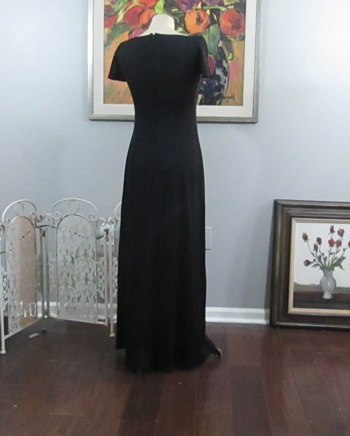 Vintage 1970's Eva Gabor Look by Estevez Black Evening Gown - Thumbnail 3