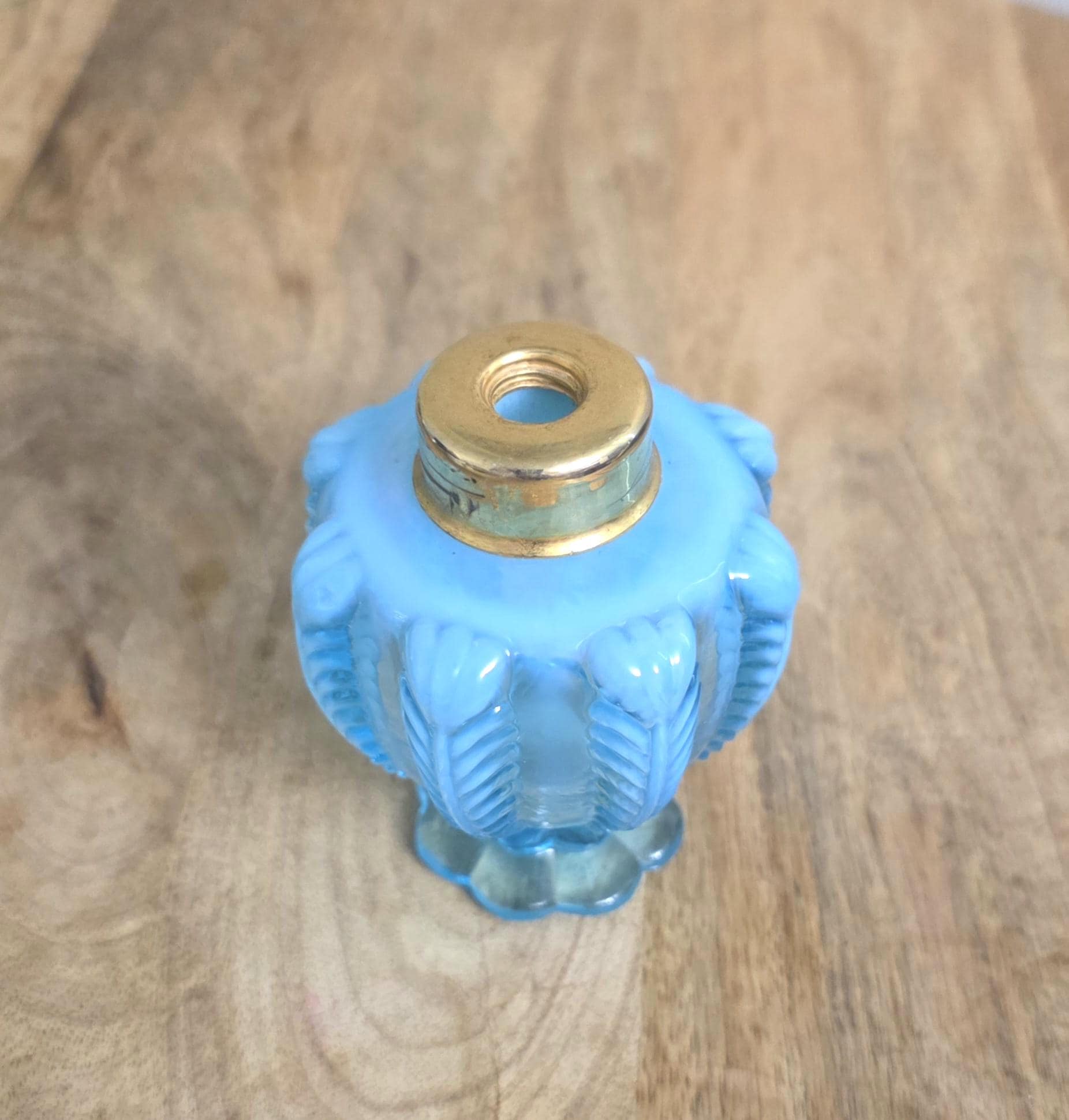 Vintage Blue Art Glass Perfume Bottle - Thumbnail 2