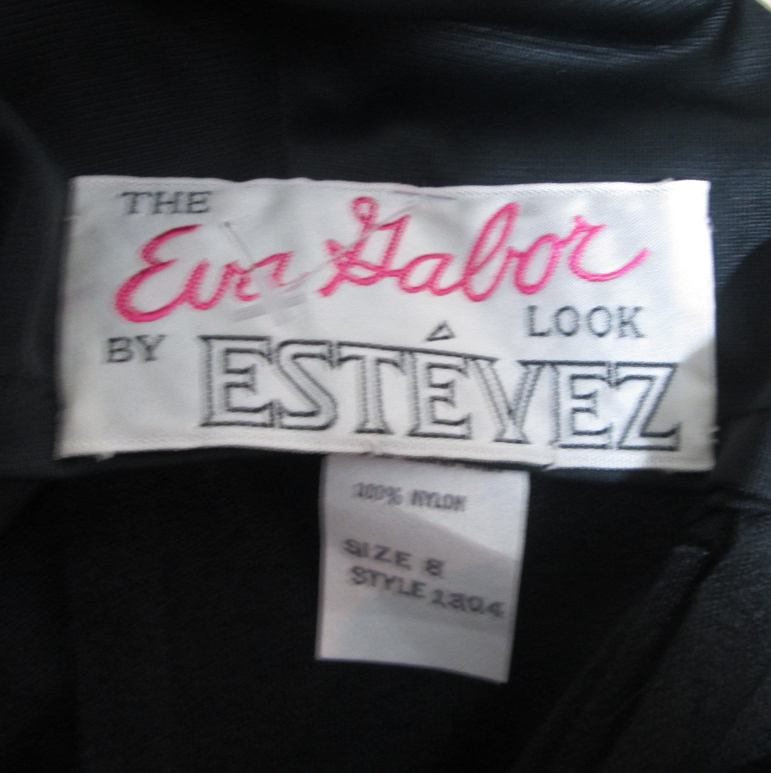 Vintage 1970's Eva Gabor Look by Estevez Black Evening Gown - Thumbnail 4