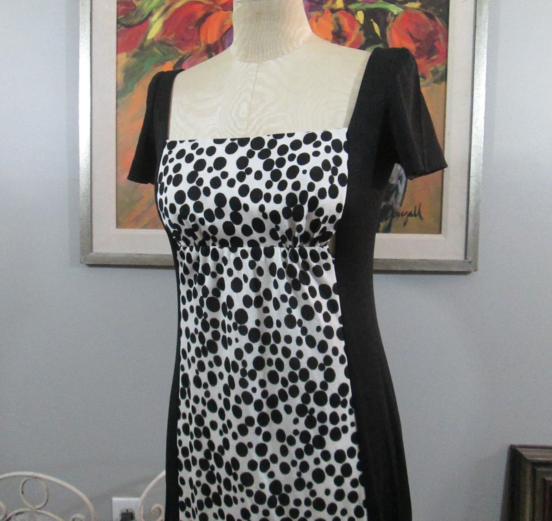 Vintage 1970's Eva Gabor Look by Estevez Black Evening Gown - Thumbnail 2