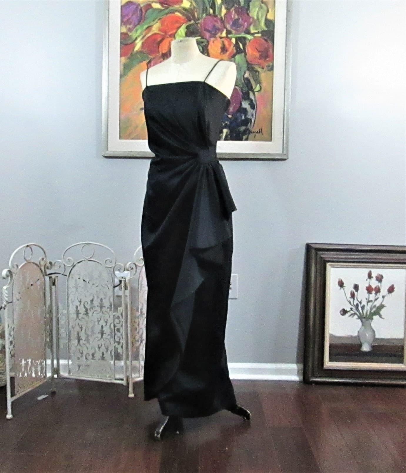 Vintage Cattiva by Maya Journot Black Draped Evening Dress