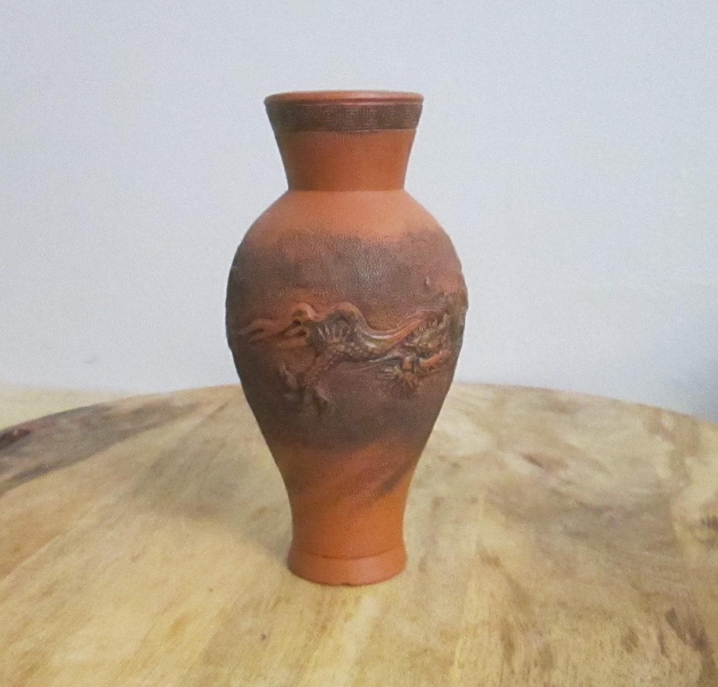 Vintage Yixing Red Clay Dragon Vase - Thumbnail 2