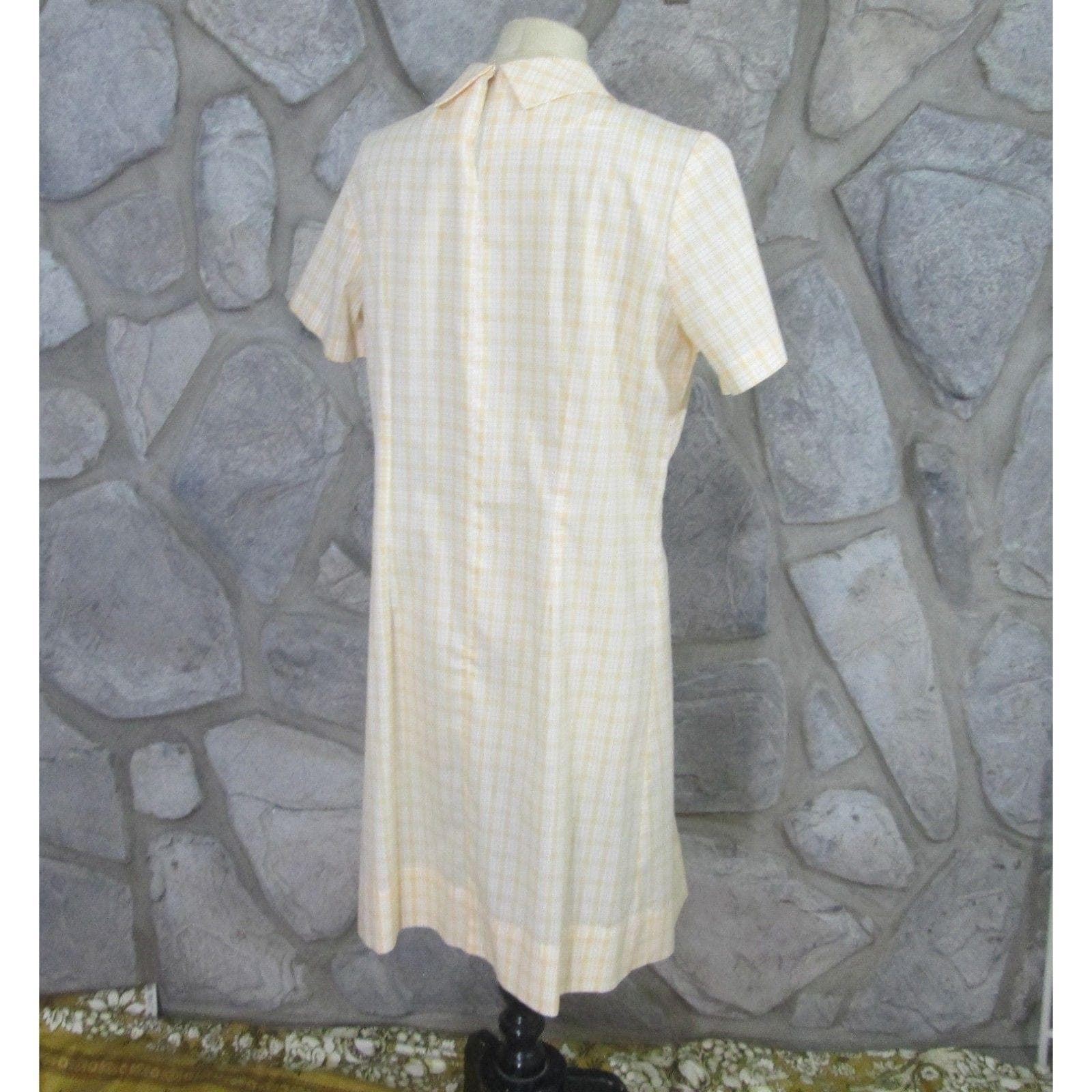 Vintage Pat Perkins Yellow Checked Shirt Dress - Thumbnail 3