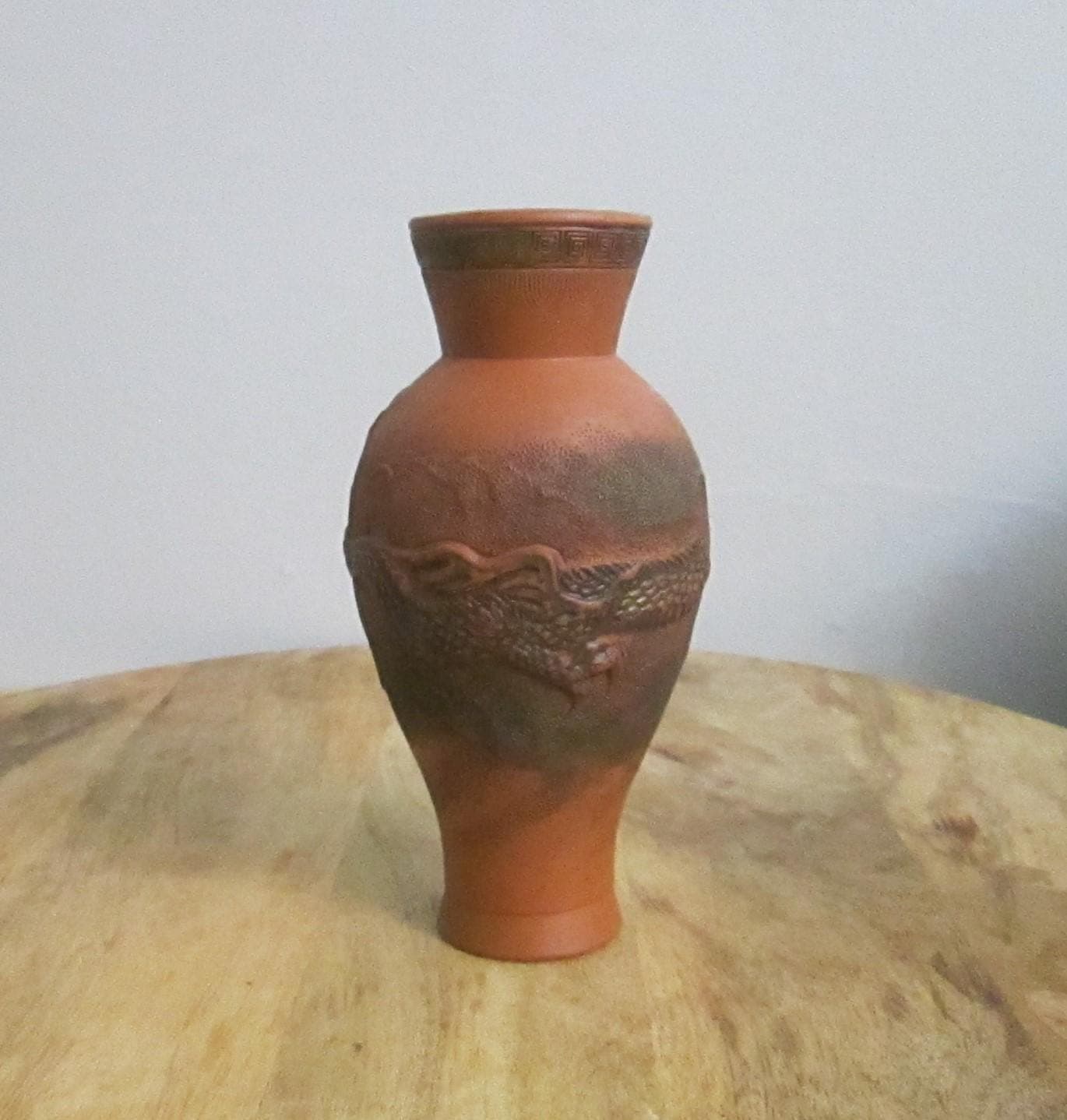 Vintage Yixing Red Clay Dragon Vase