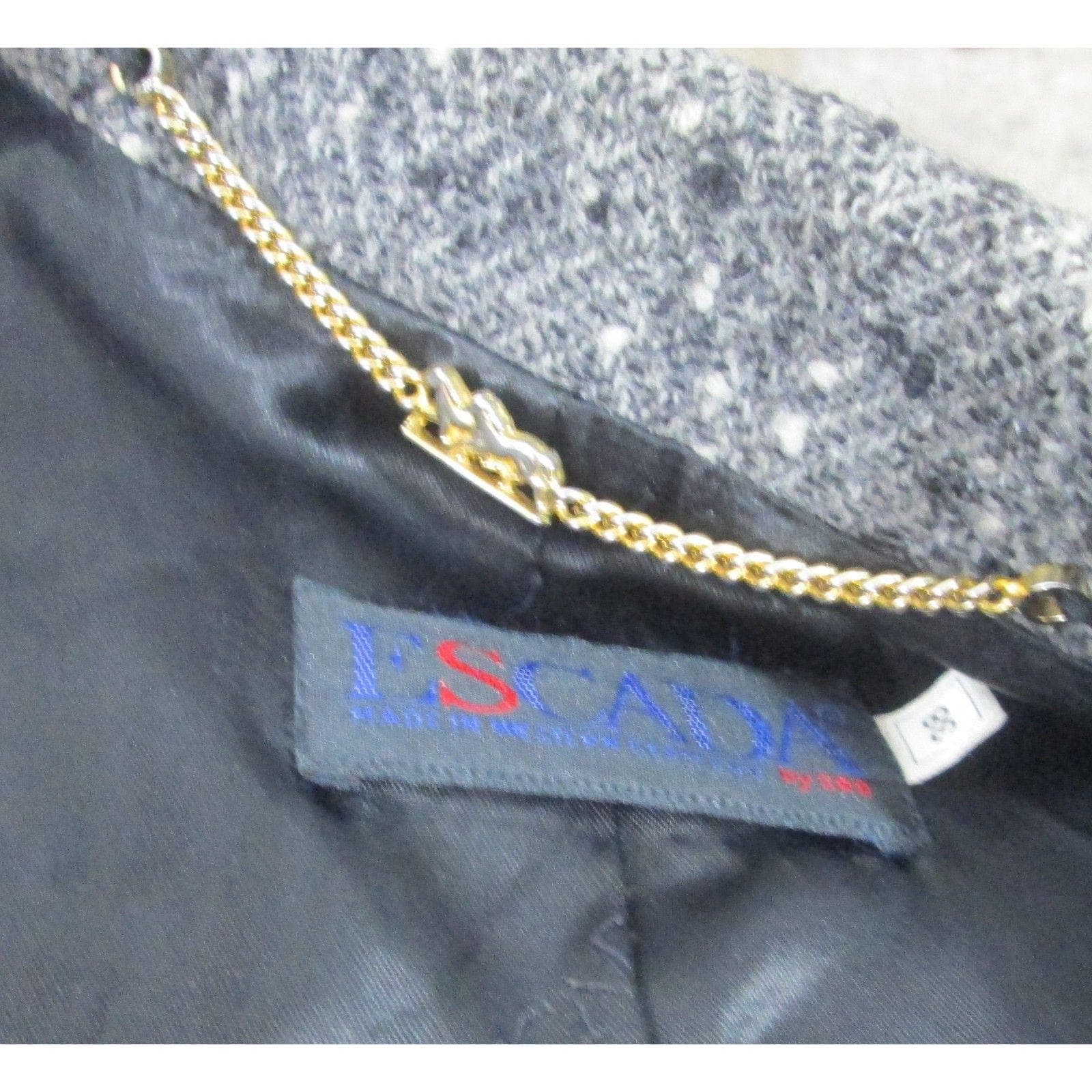 Vintage Escada Black Tweed Blazer Jacket - Thumbnail 2