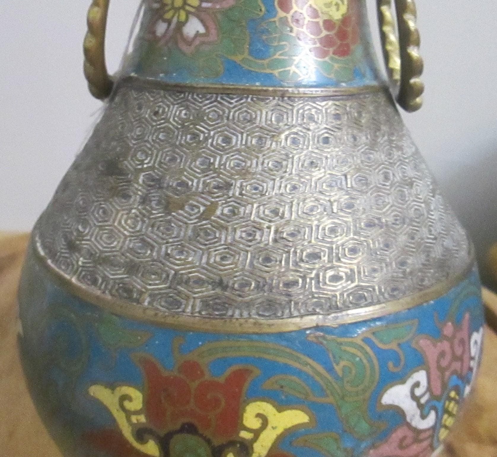 Vintage Japanese Cloisonne Vase - Thumbnail 4