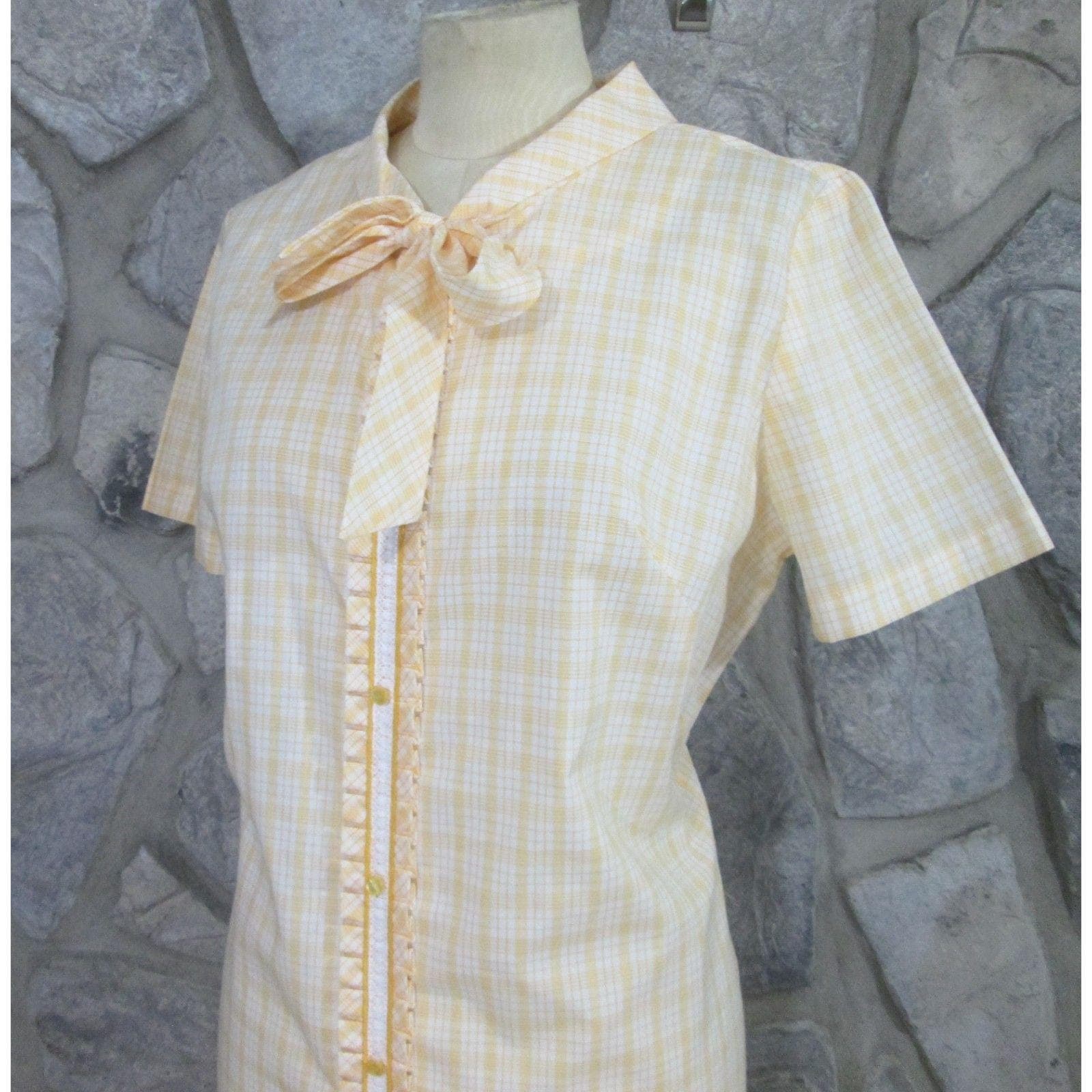 Vintage Pat Perkins Yellow Checked Shirt Dress - Thumbnail 2