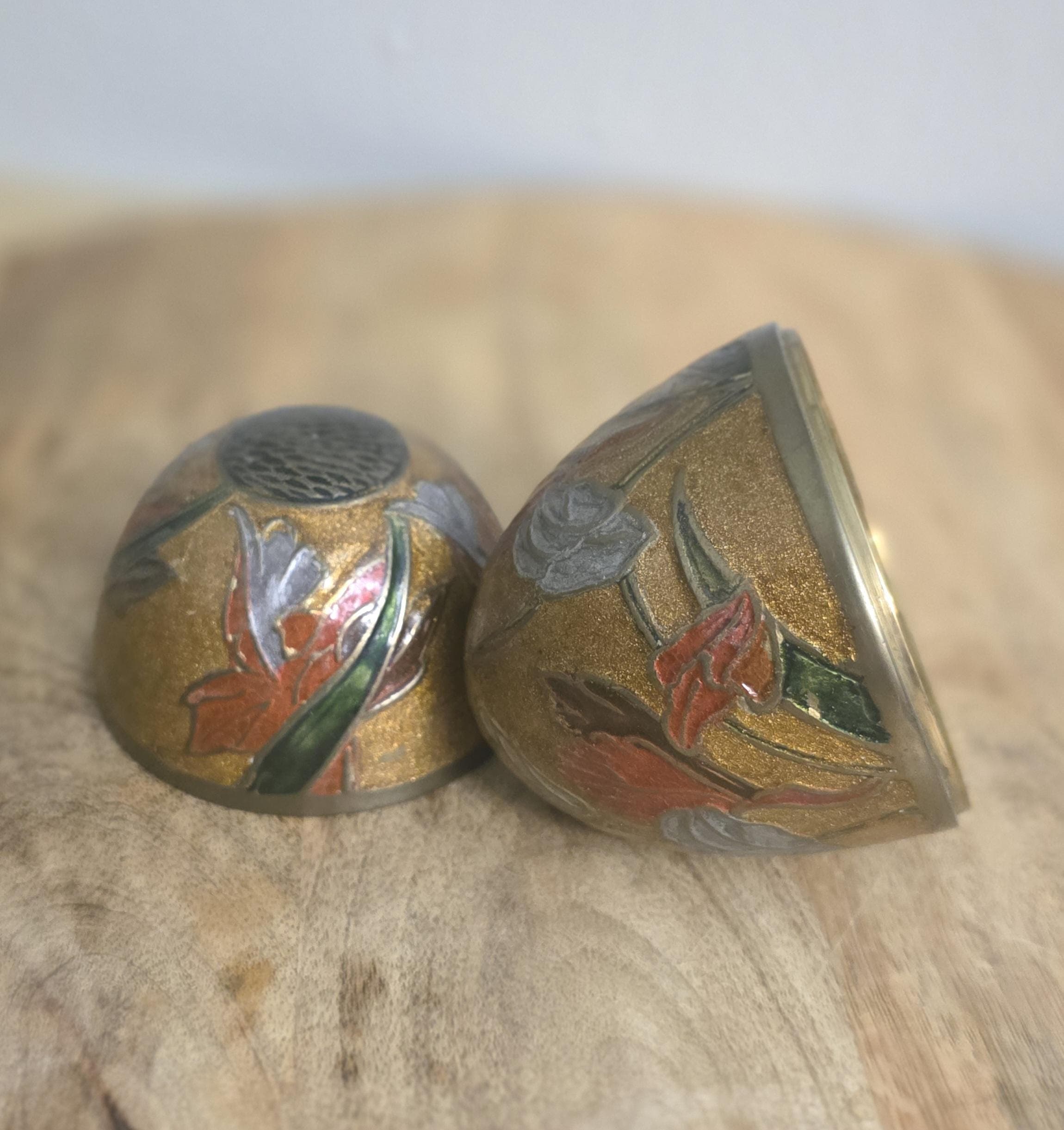 Vintage Brass and Enamel Egg Trinket Box - Thumbnail 3