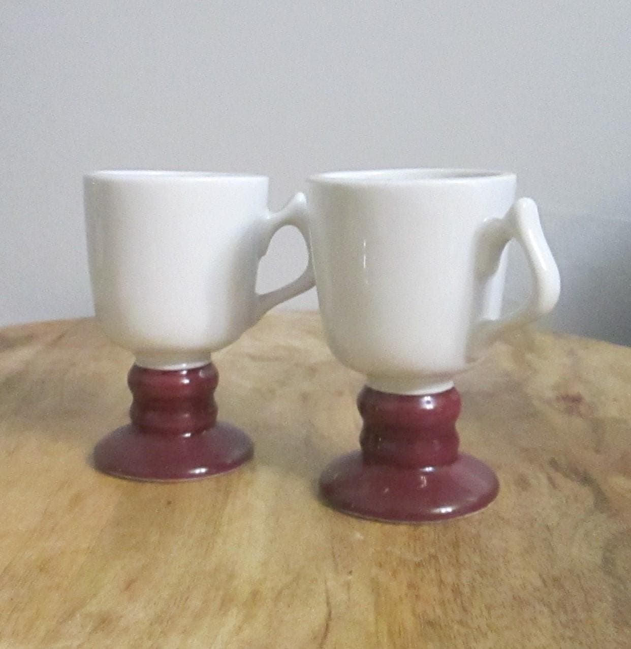 Vintage Hall China Restaurant Ware Mini Pedestal Mugs, Espresso Size - Thumbnail 2
