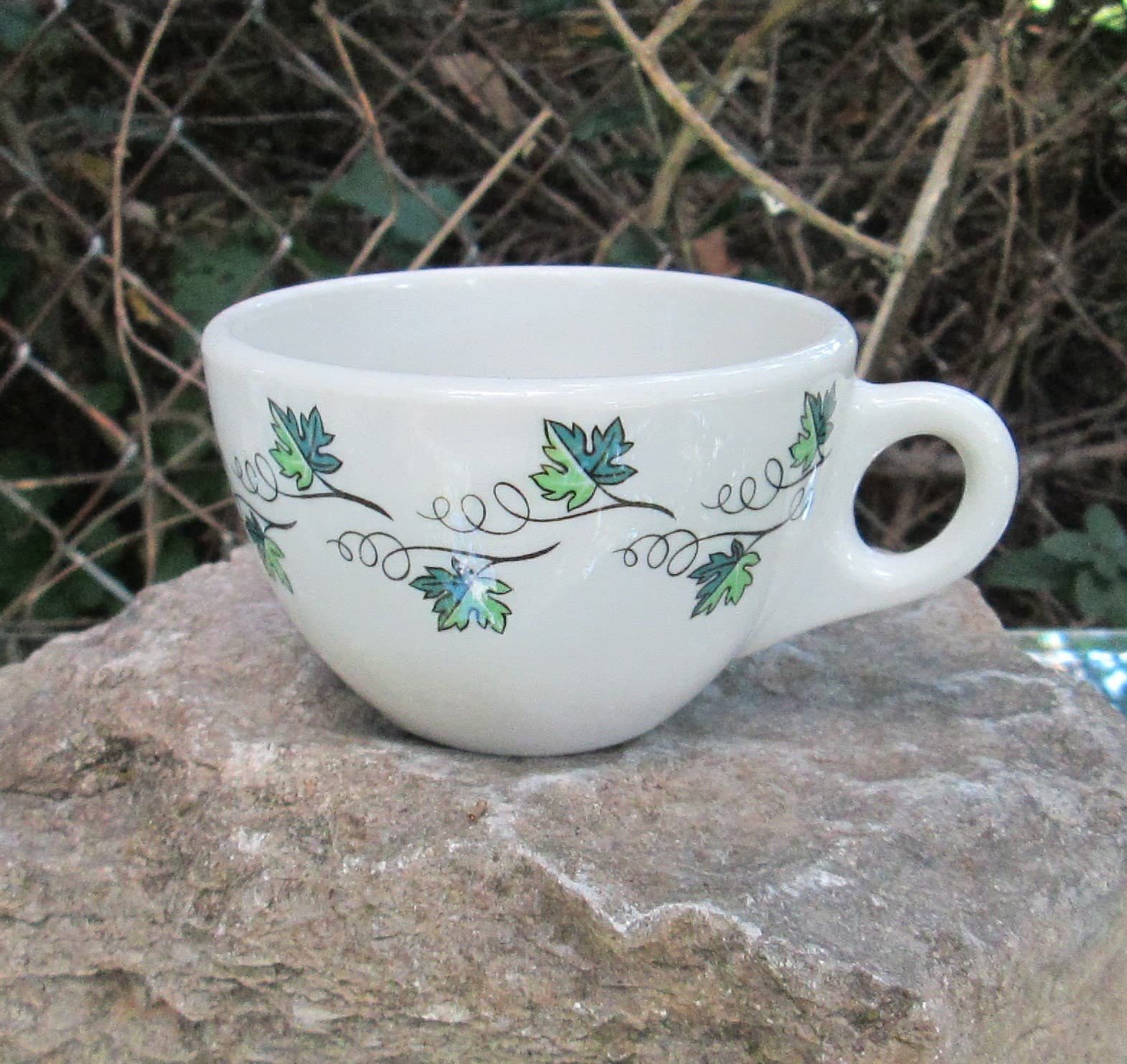 Vintage Syracuse China Green Concord Pattern Restaurant Ware Coffee Cup