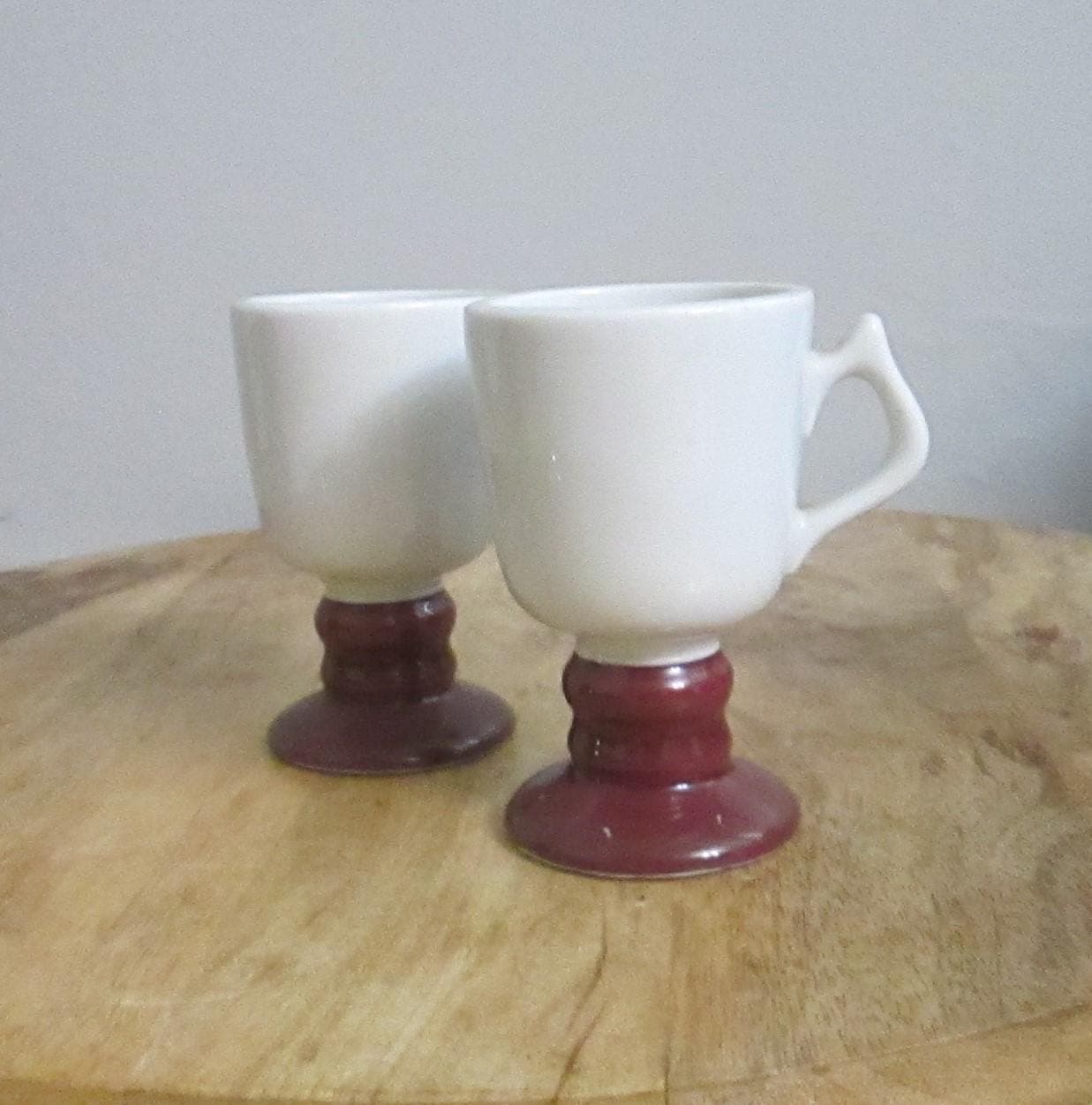 Vintage Hall China Restaurant Ware Mini Pedestal Mugs, Espresso Size